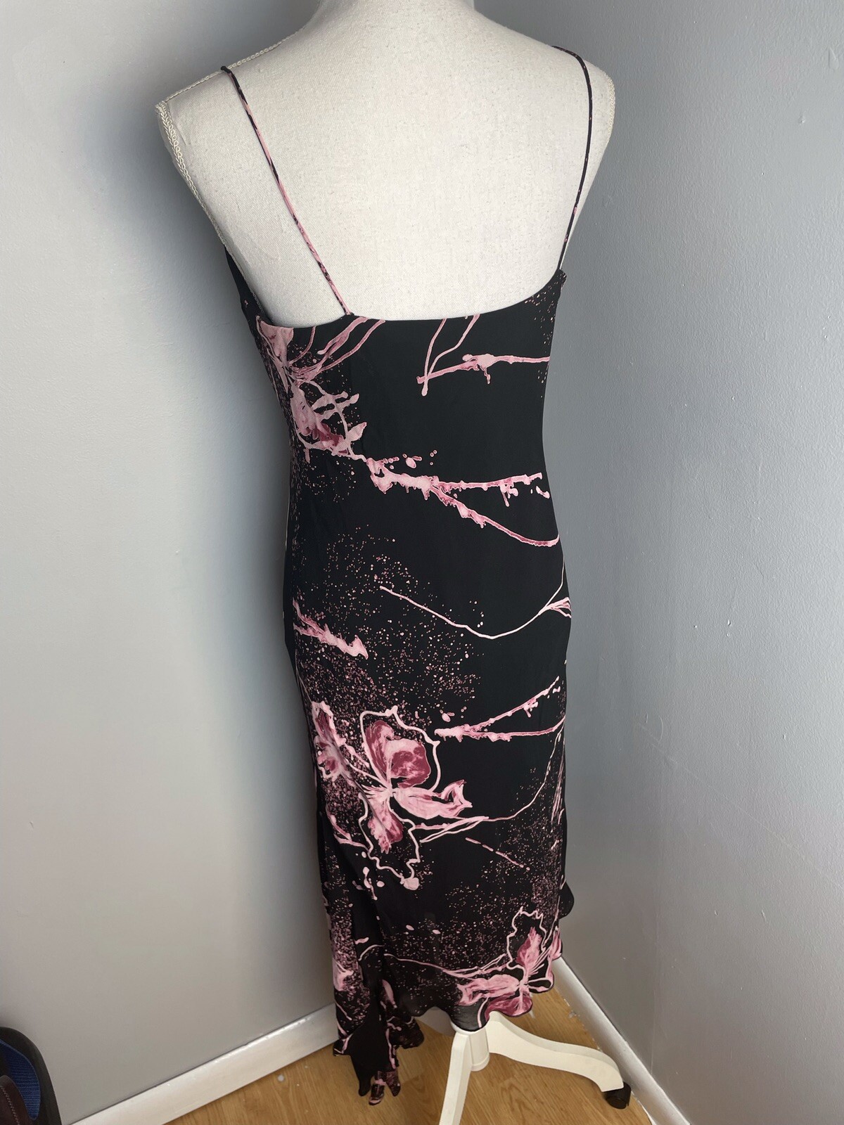 Vintage Joseph Ribkoff Evening Dress Union Made Asymmetric Dancing Black Pink 10
