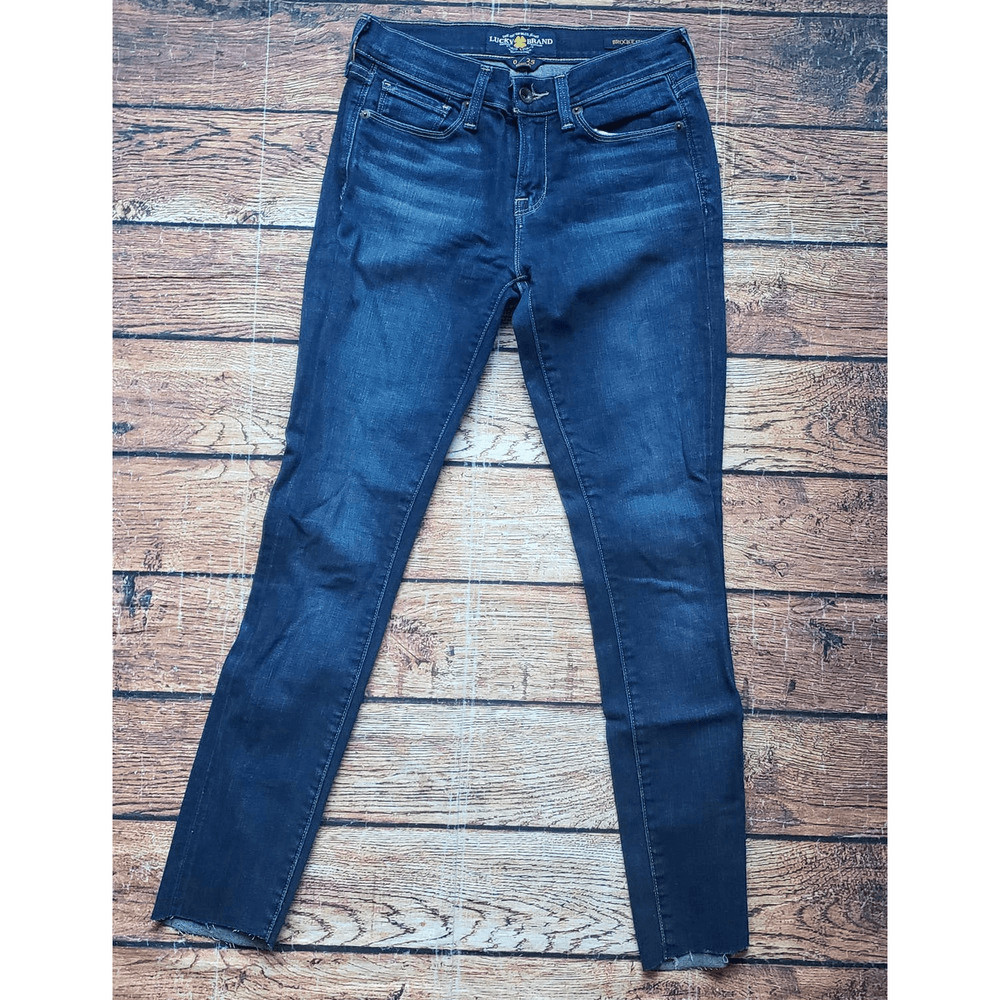 Lucky Brand Brooke Skinny Dark Blue Wash Raw Hem Ankle Jeans