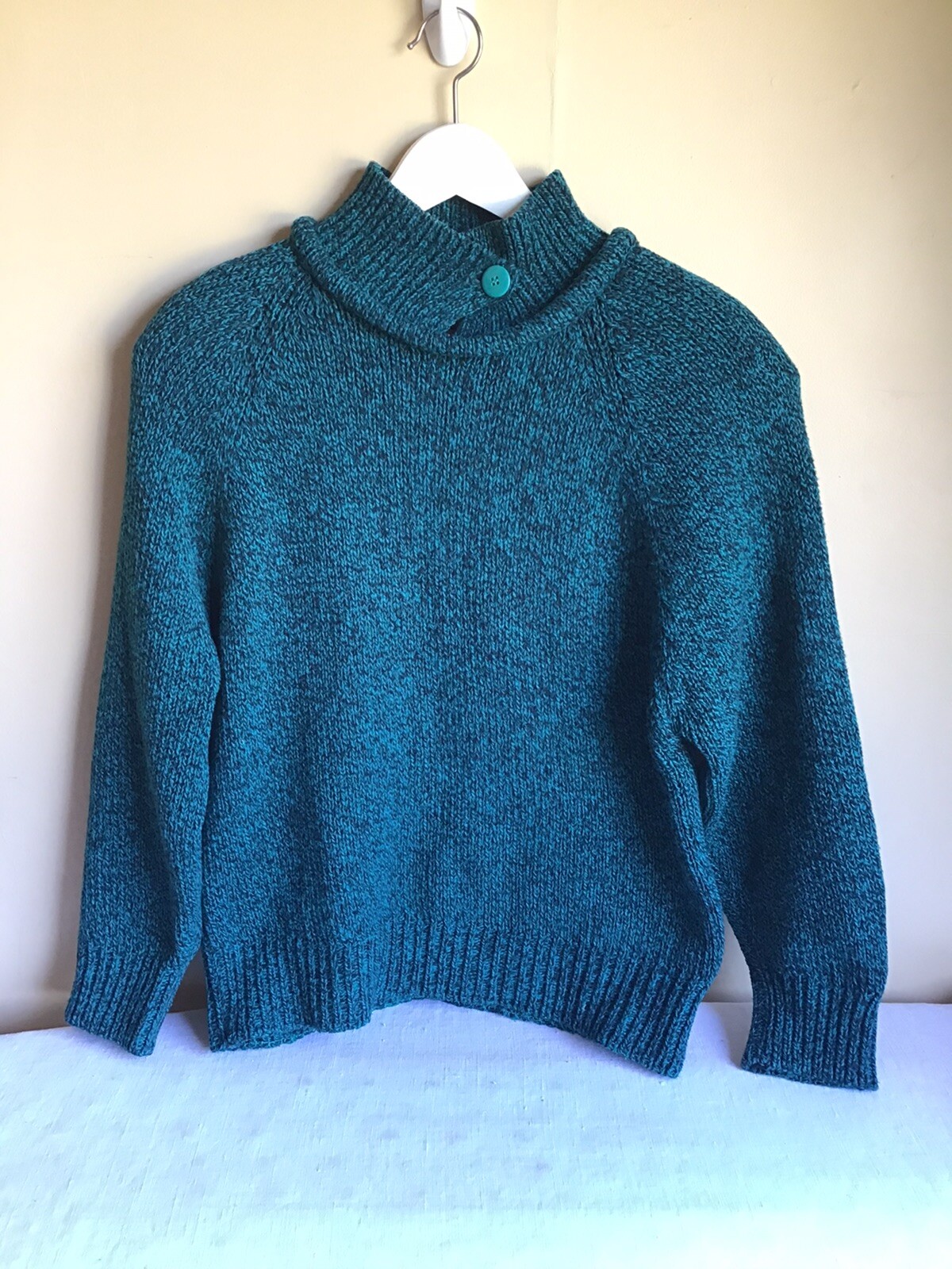 Vintage Gerard Works Womens Dark Green Multicolor Mock Turtleneck Sweater