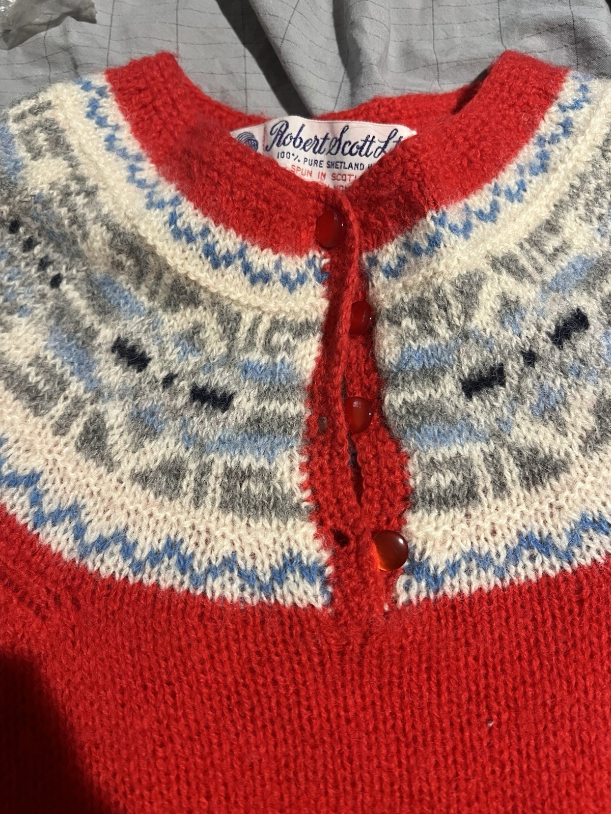 VTG Vintage 80s Robert Scott Ltd Women’s Red Knitted Wool Sweater Size 36 Small