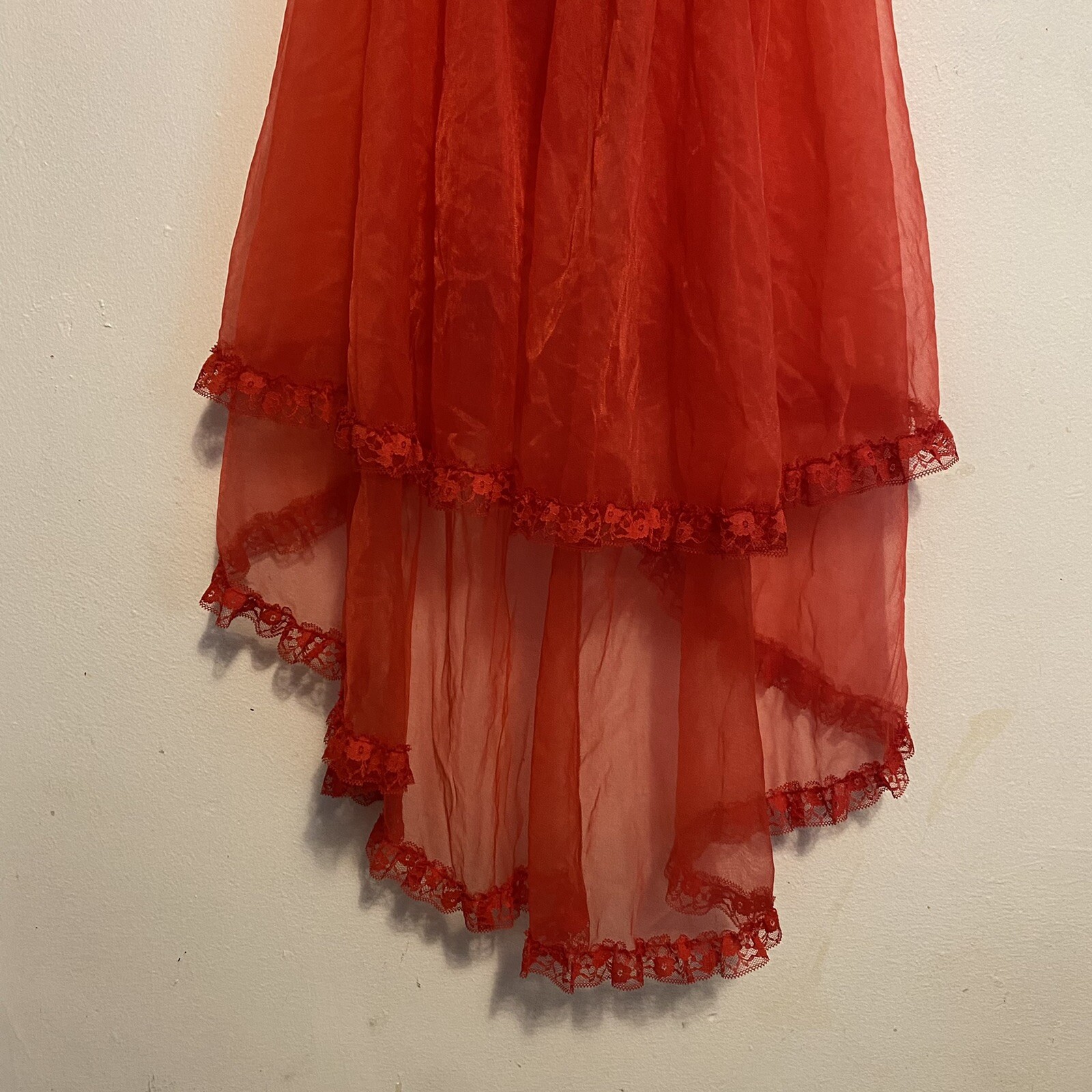 Vintage Stroke Of Midnight Red Night Gown Babydoll Womens Medium Made In USA