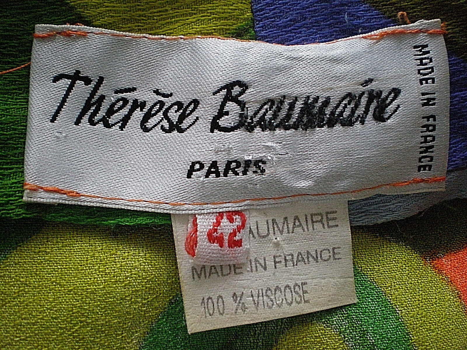 VTG THERESE BAUMAIRE PSYCHEDELIC VIBRANT MULTI-COLOR LONG DRESS SIZE 42
