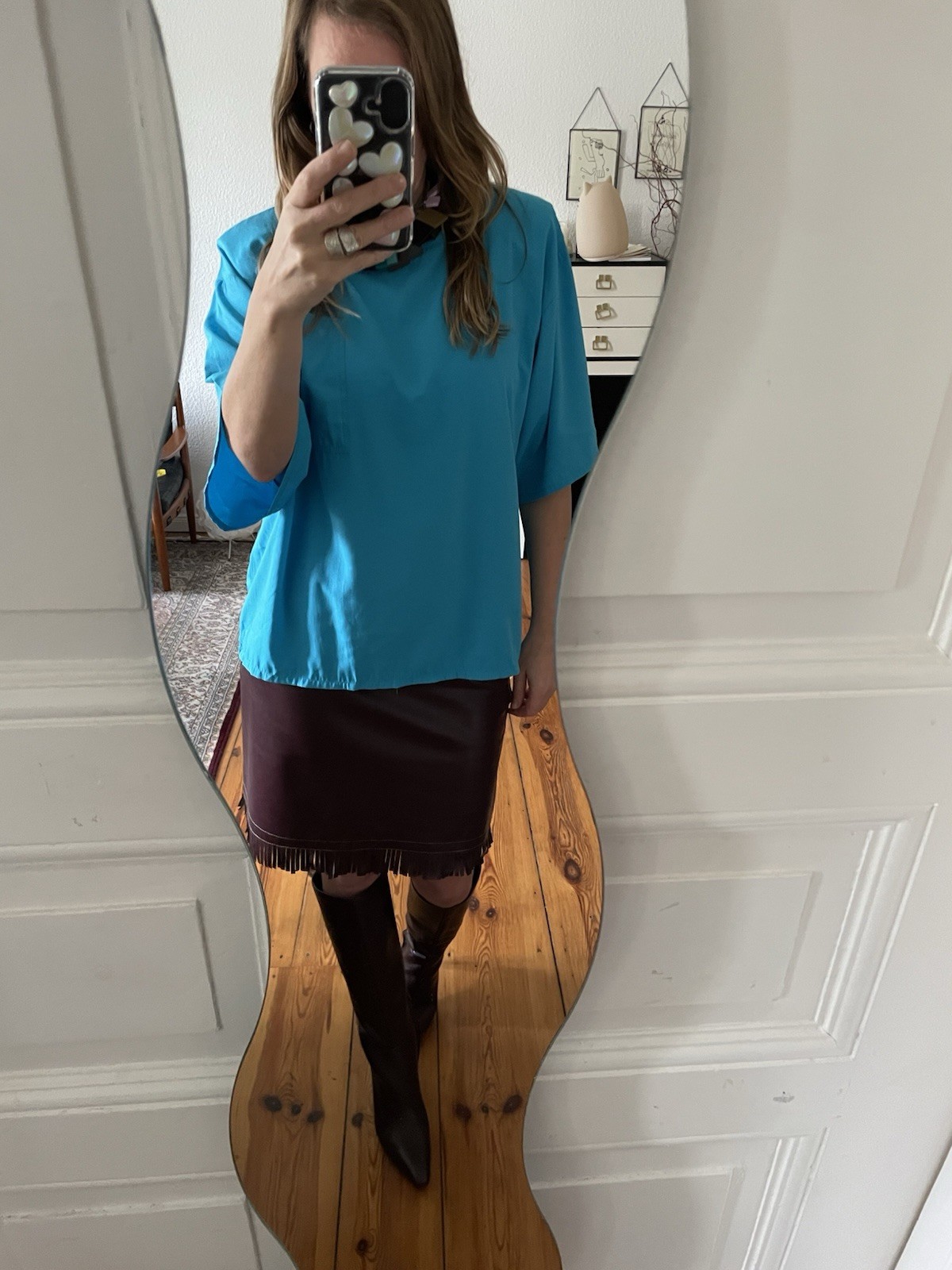 Vintage 80’s Turquoise Viscose Blouse With Large Shoulder Pads – Size 40/42 EUR