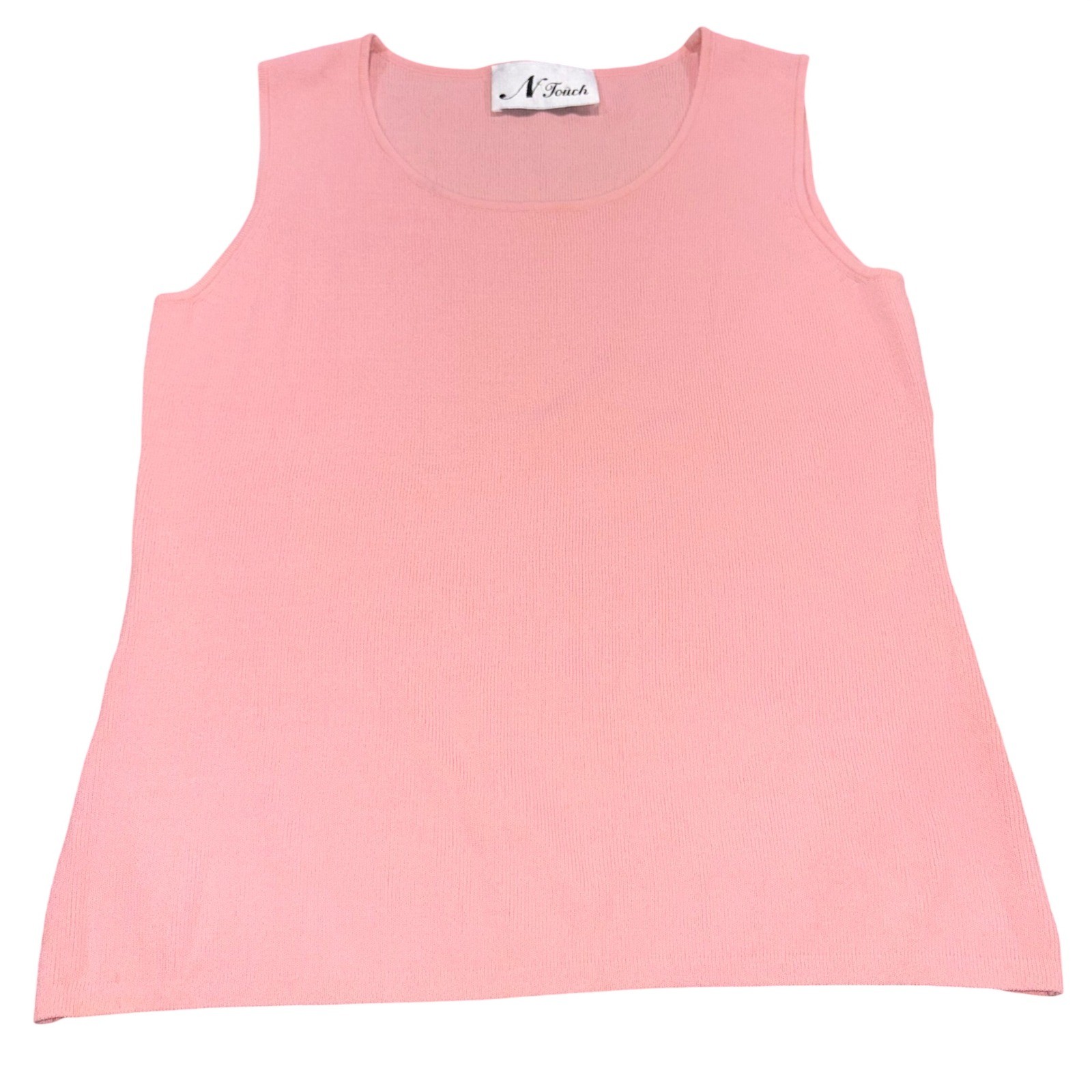 Vintage Knit Shell Tank Top Sleeveless Scoop Neck Women Large Pink N Touch
