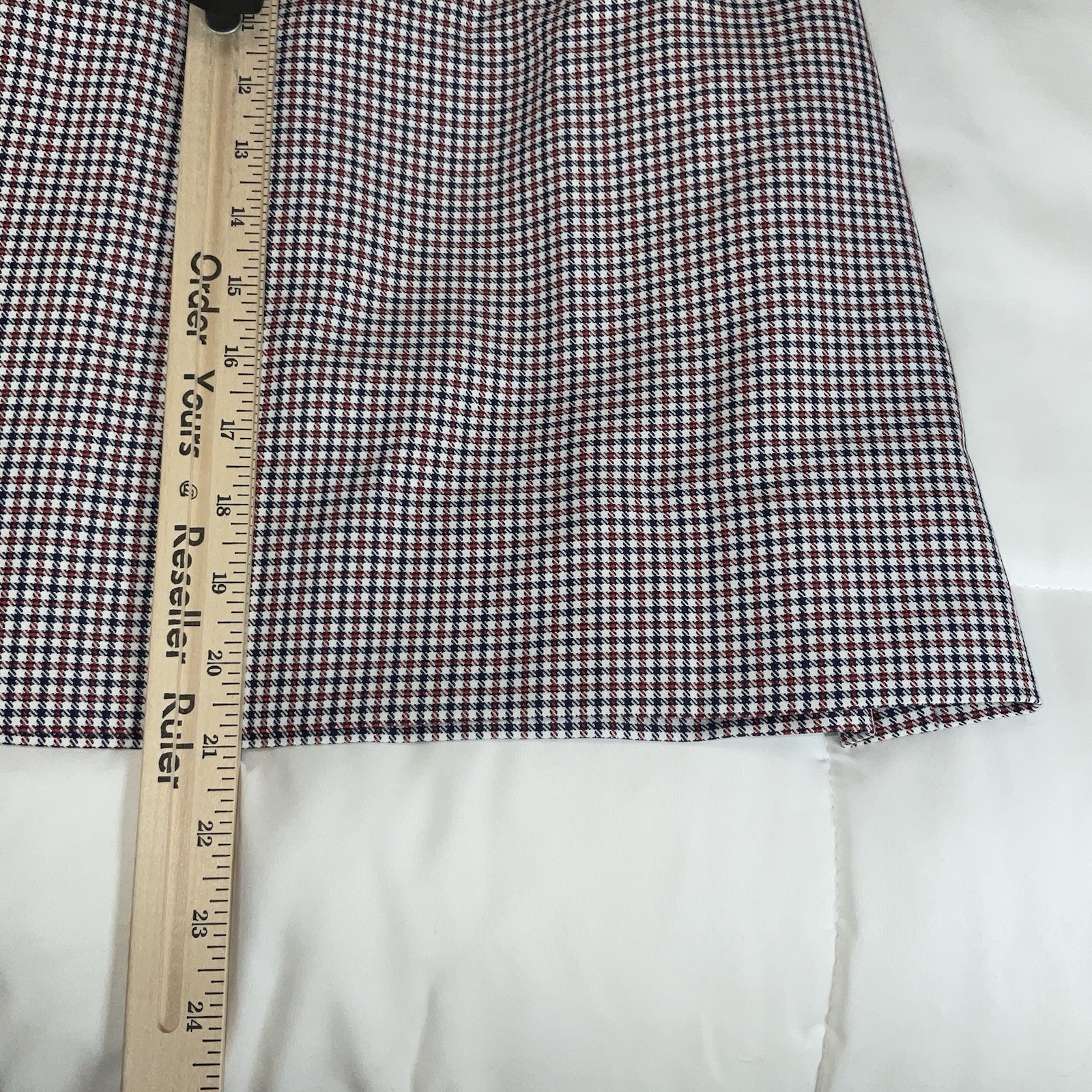 Vintage 60s 70s Handmade Womens 3 Pc Skirt Suit Red White Blue Plaid Gingham Mod