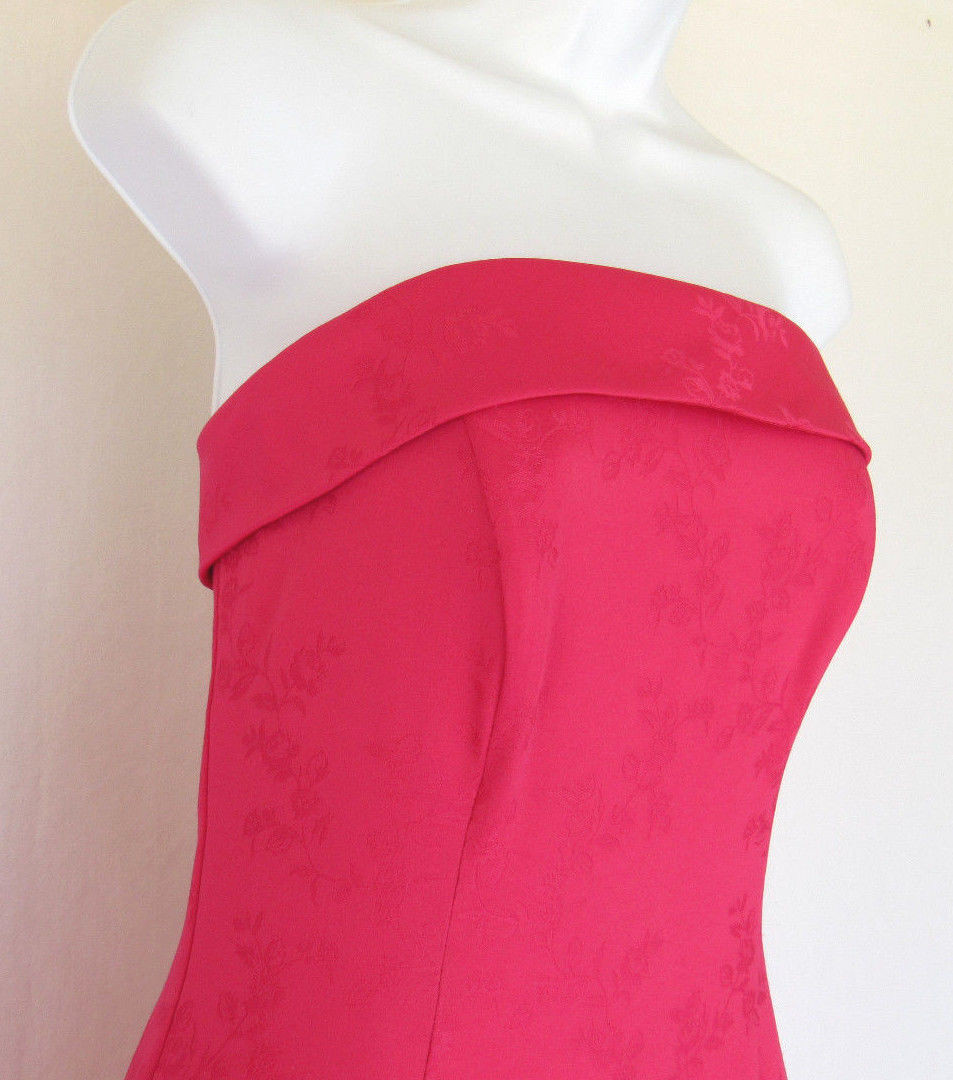 VINTAGE 1980s 90s ROBERTA COCKTAIL PROM DRESS MAGENTA PINK SHAWL FLOWERS