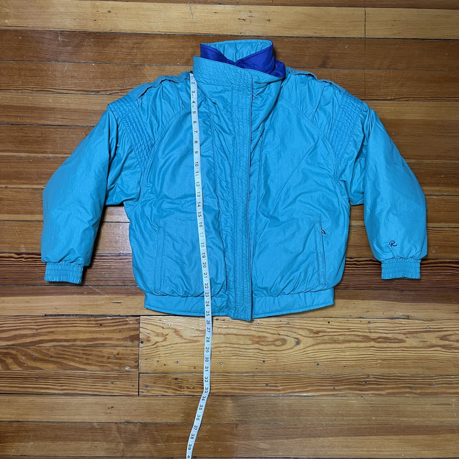 Vintage Roffe Skiwear Women’s Retro Teal/Purple Ski Snowboard Jacket Size 12 USA