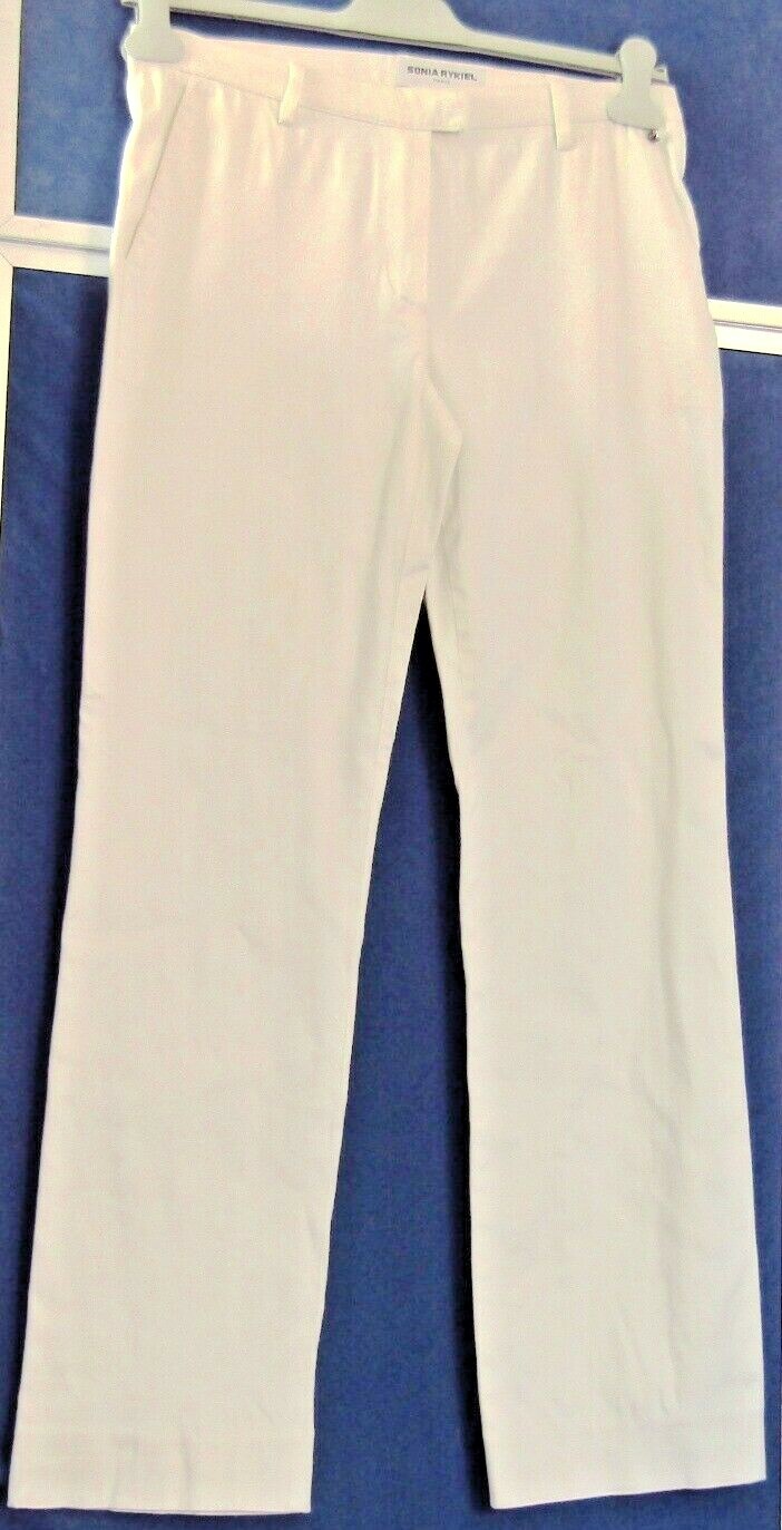 1980 EUC White SONIA RYKIEL Made PARIS Dress PANTS Cotton & 3% Lycra Sz 38 US 8