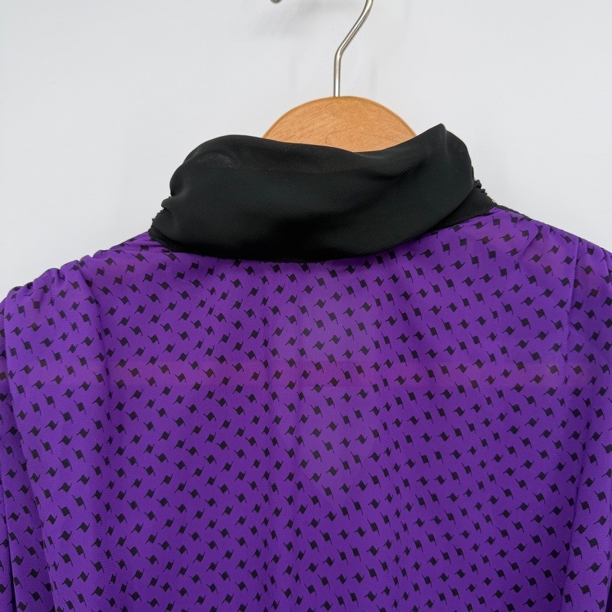 Alexis Fashions VTG Midi Dress Purple Polka Dot Retro Mod Secretary Size MD**