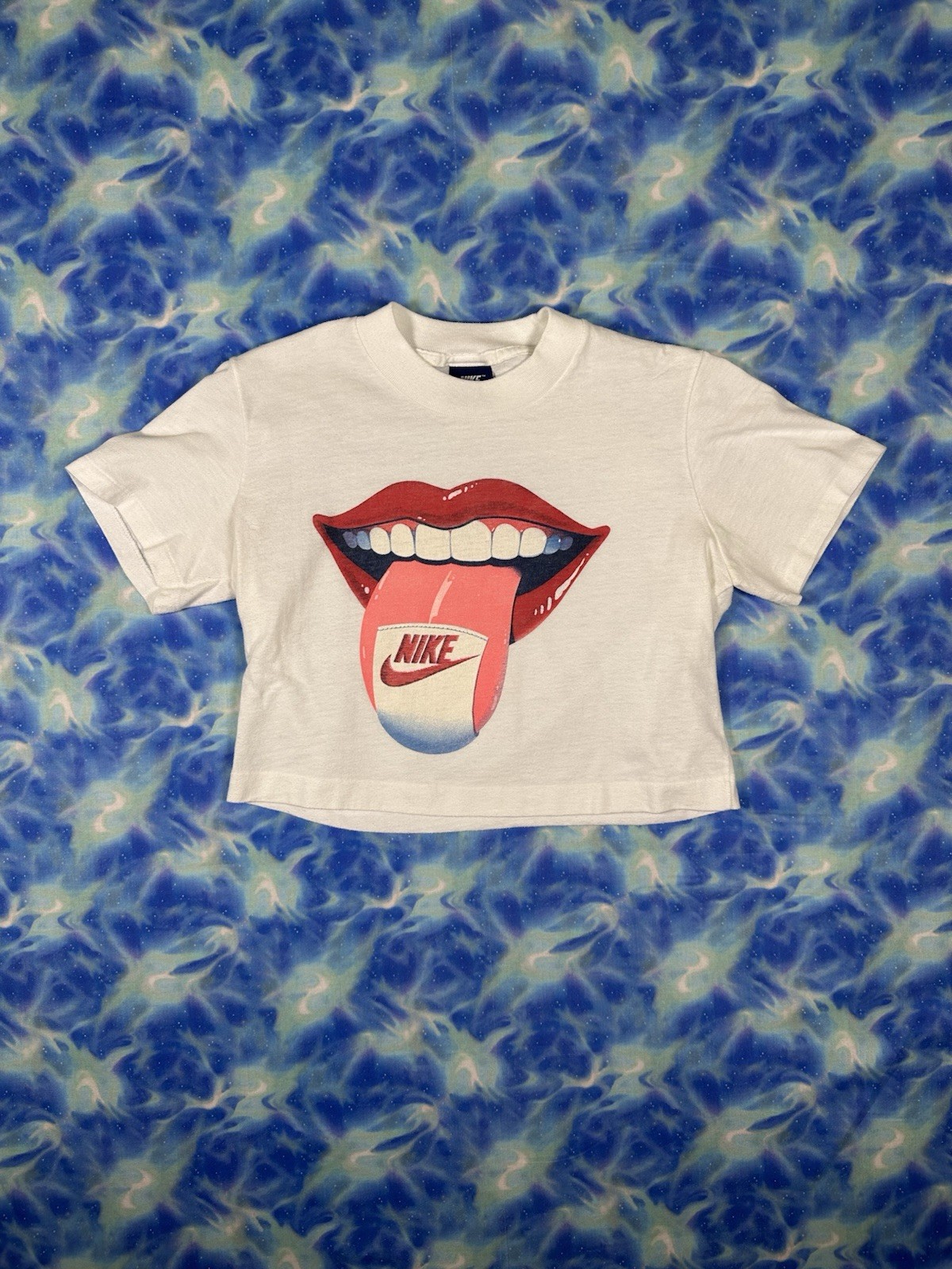 Vintage NIKE Tongue Acid Rollingstones Crop Top Shirt Size Small Women’s RARE