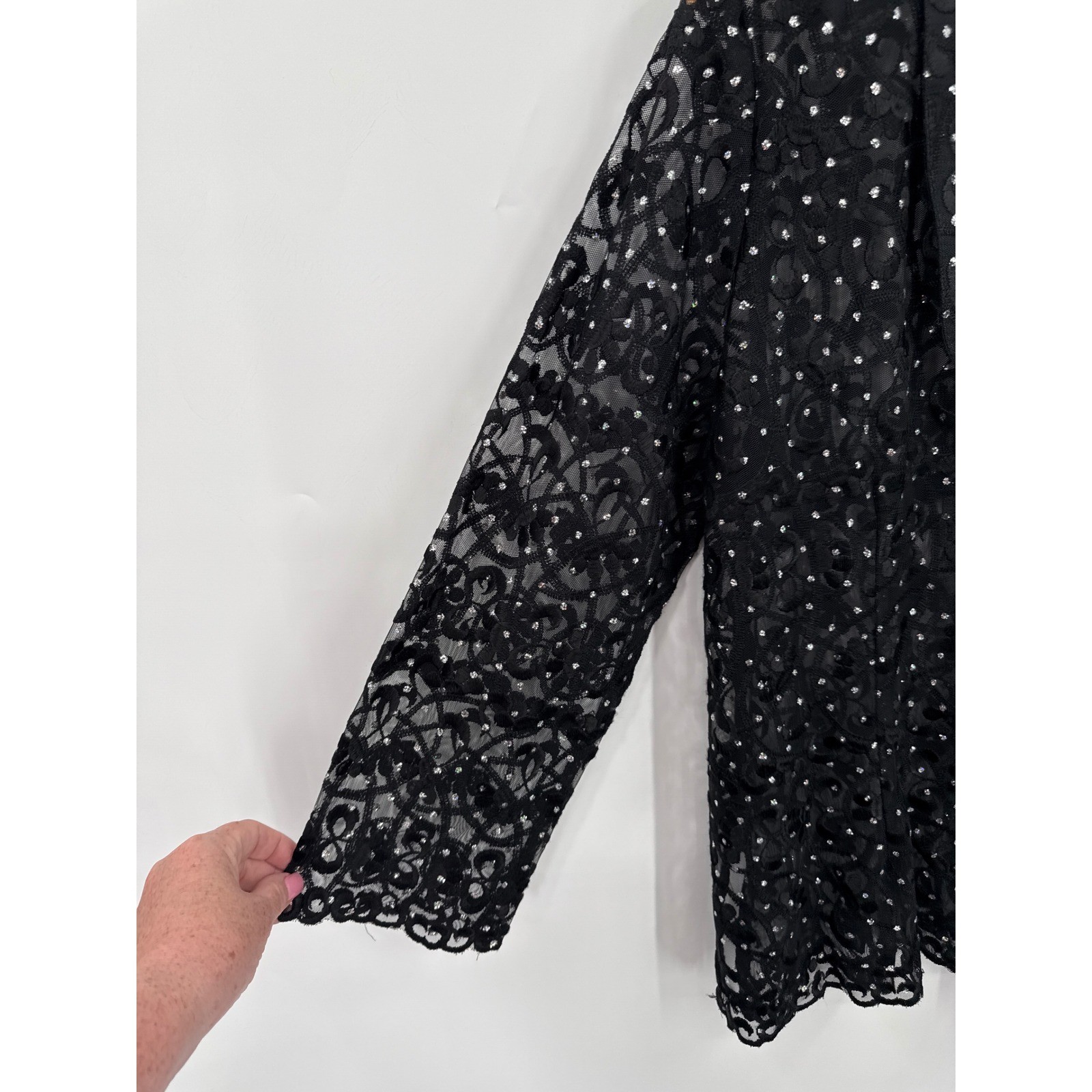 Vintage MaxiMa Evening Jacket Womens XL Lace Rhinestones Elegant Gala Bling