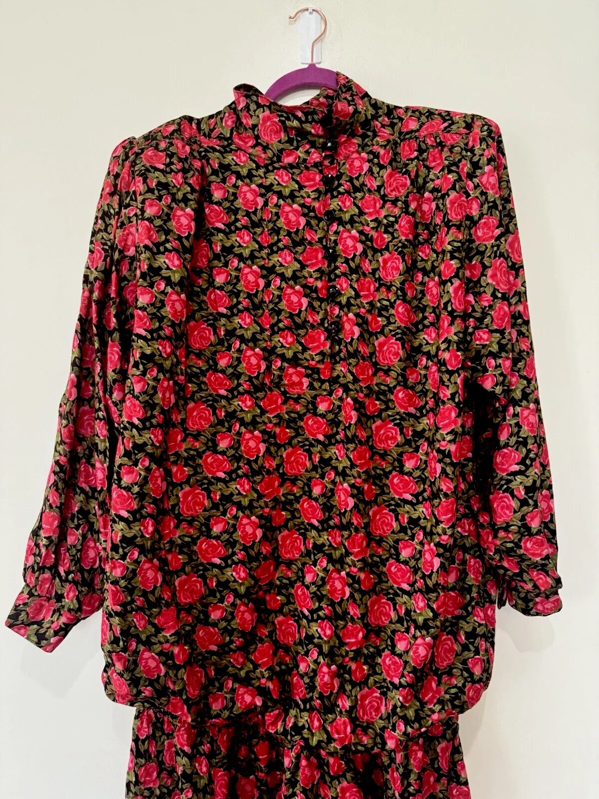 Vintage 80s Red Green Floral Grunge Boho Maxi Casual MORE JAZZ Dress Size 24