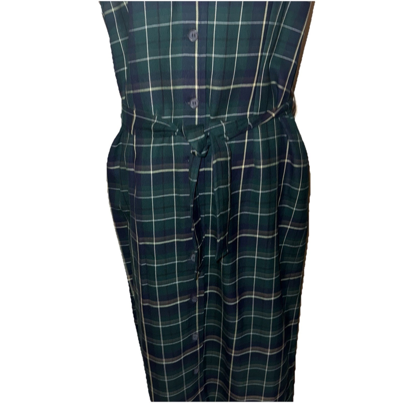 Pendleton 100% Virgin Wool Plaid Belted Dress Size 12 Vintage Made In USA