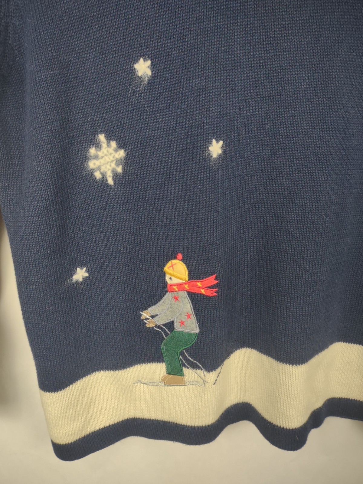 VINTAGE 90s Skiing & Snowflakes Novelty Cardigan Sweater 14W/16W Ugly Christmas