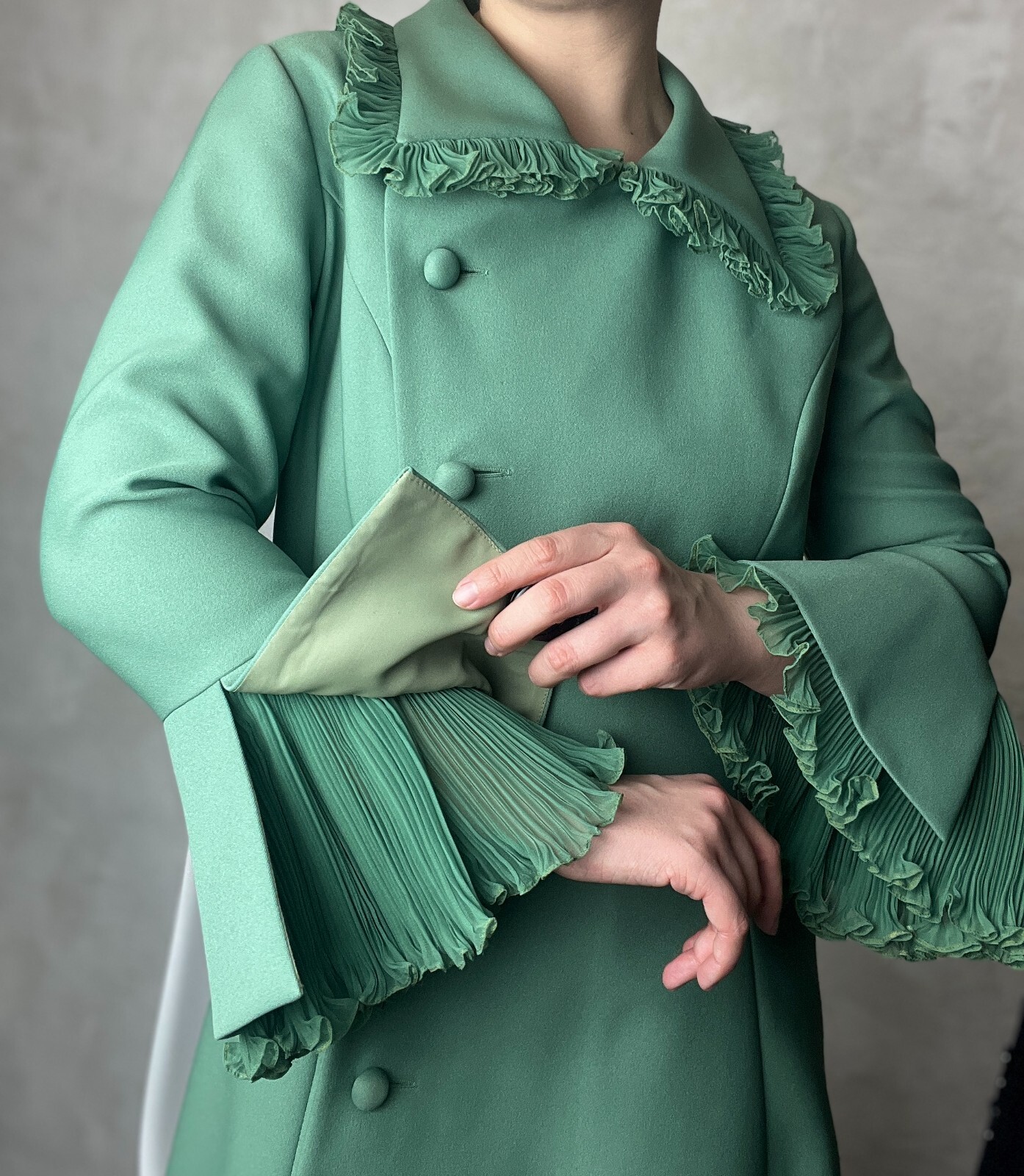 Vintage 60s/70s Ann Michael London Designer Dress Green size UK 14 US 12 M