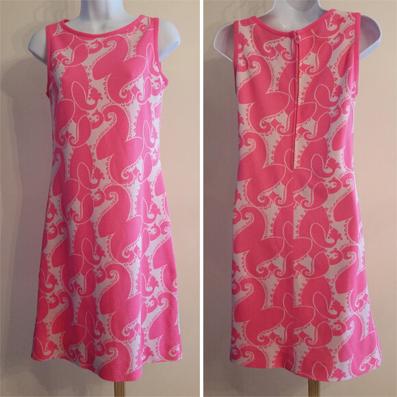 Vintage mod 60’s twiggy style barbie pink knit dress XS or 0-2 Emery Knits mod