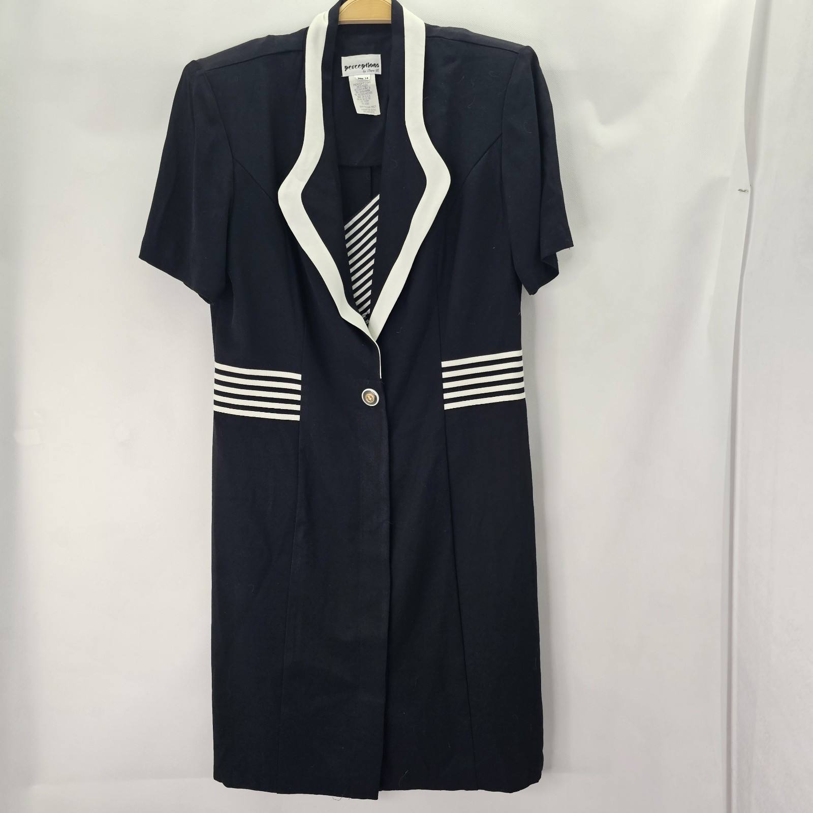 Vintage Perceptions Wo.en Size 14 Black/White Short Sleeve Dress