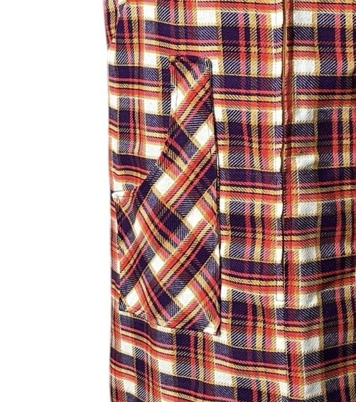Plaid Jumper Dress Dutchmaid 70s Zip Front Pockets Size 38 Vintage