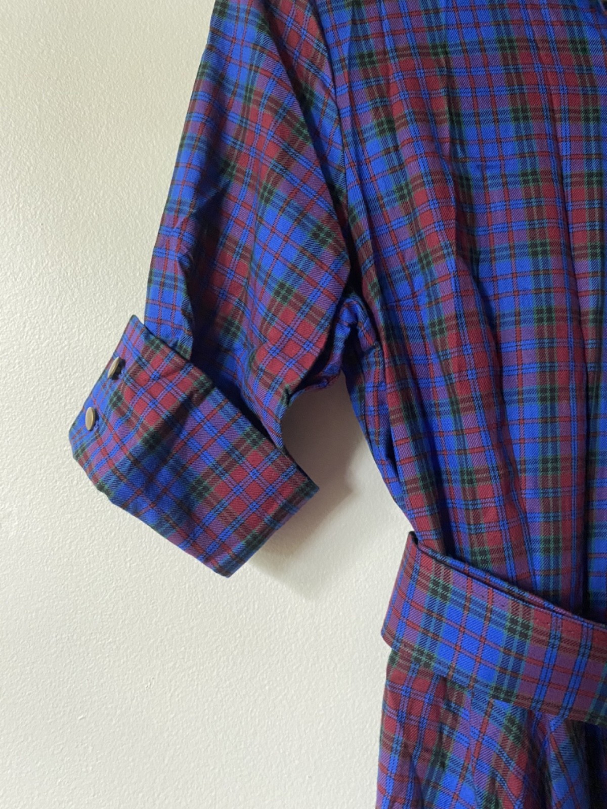 VINTAGE 1950s Rockabilly Gingham Plaid Women Shirtwaist Dress, Size Small