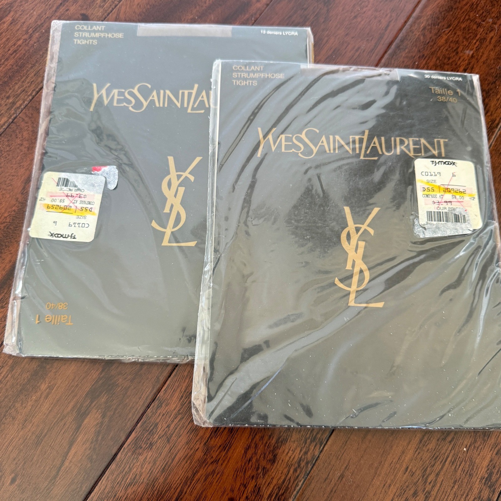 YSL Yves Saint Laurent Collant Tights Size 1 38/40 Brown 13 Denier 2 Pair VTG