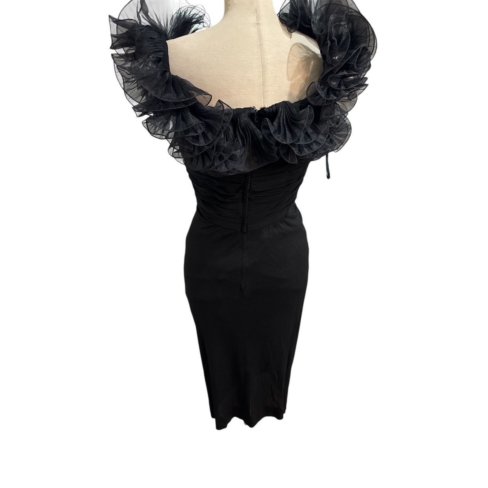Vintage JILL Richards Off The Shoulders Ruffle Dress Sz M/L