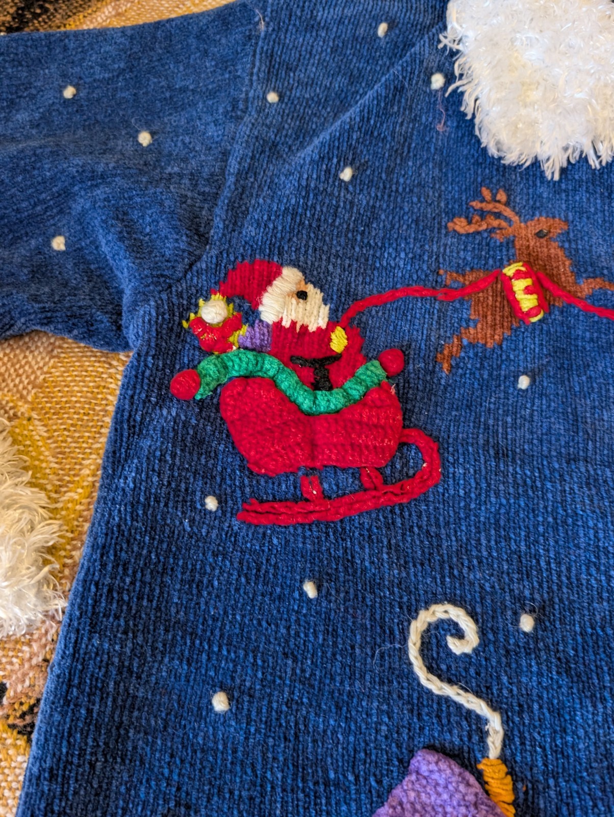 Vintage Bellepointe Blue Presents Ugly Santa Village Cardigan Medium