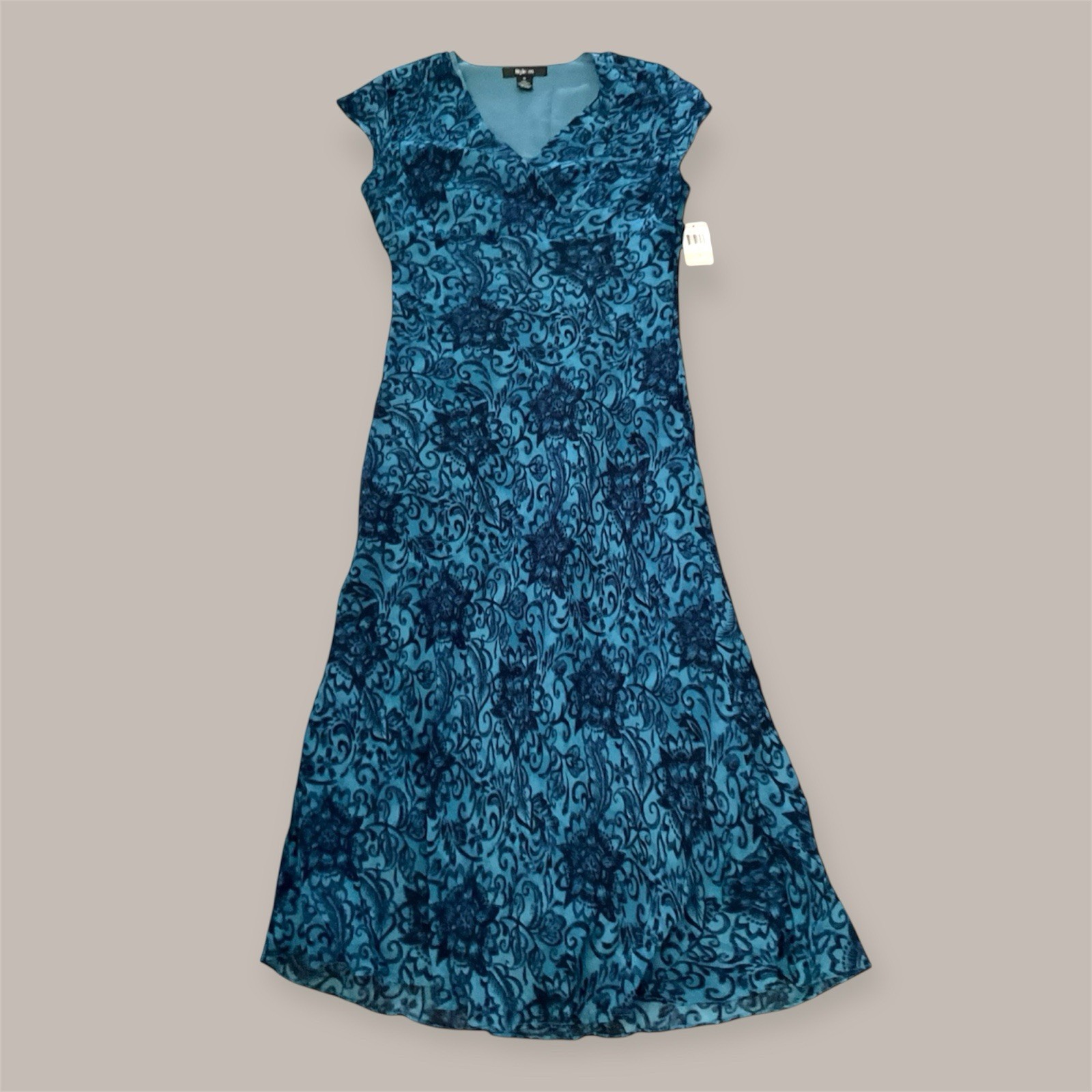 Vintage Y2k 90s 100% Silk Dress Blue Size 10 Medium