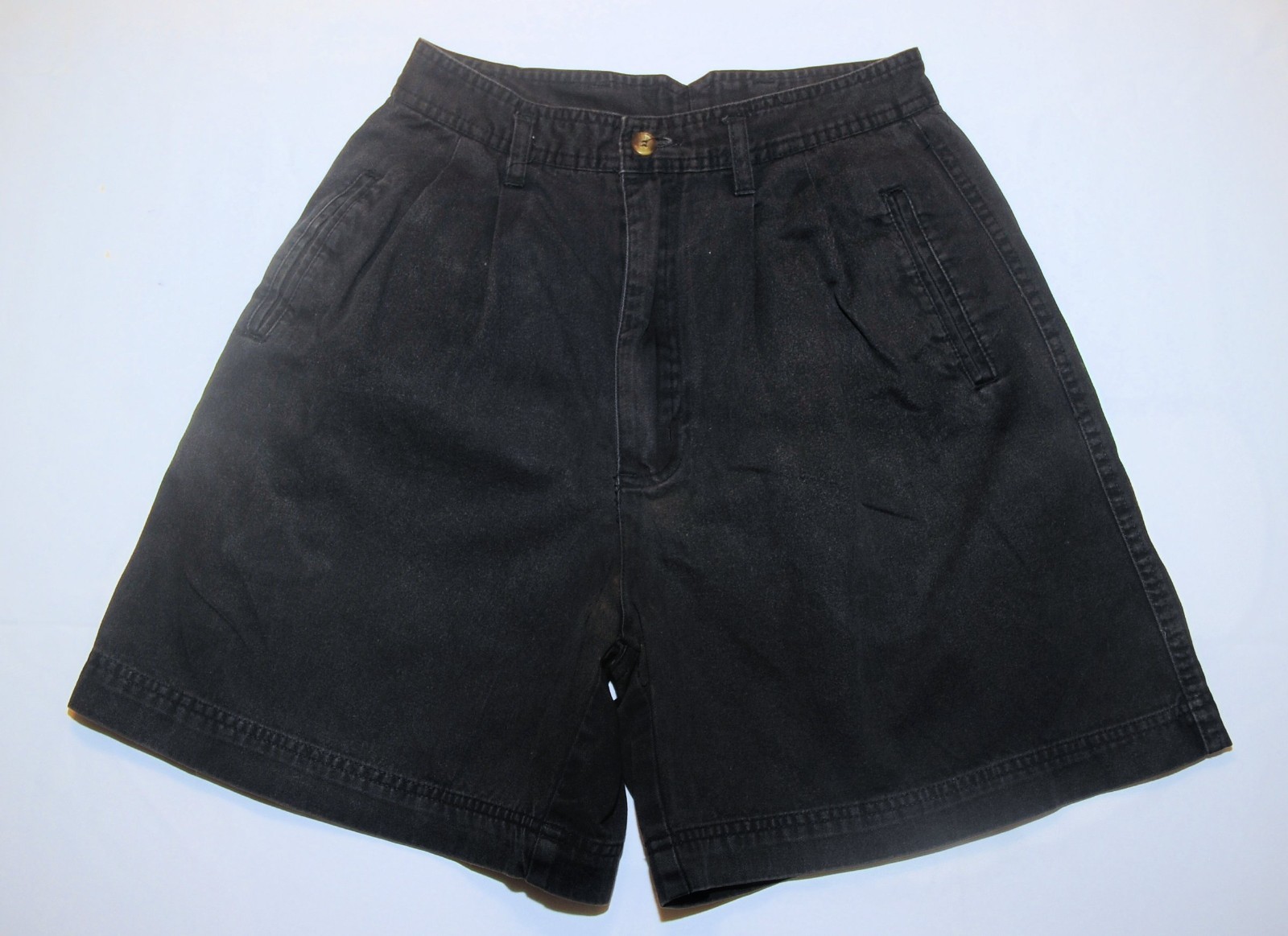 VTG 90s White Stag Black Wide Leg Pleated Cotton Shorts XXS/XS 5 1/2″ Inseam