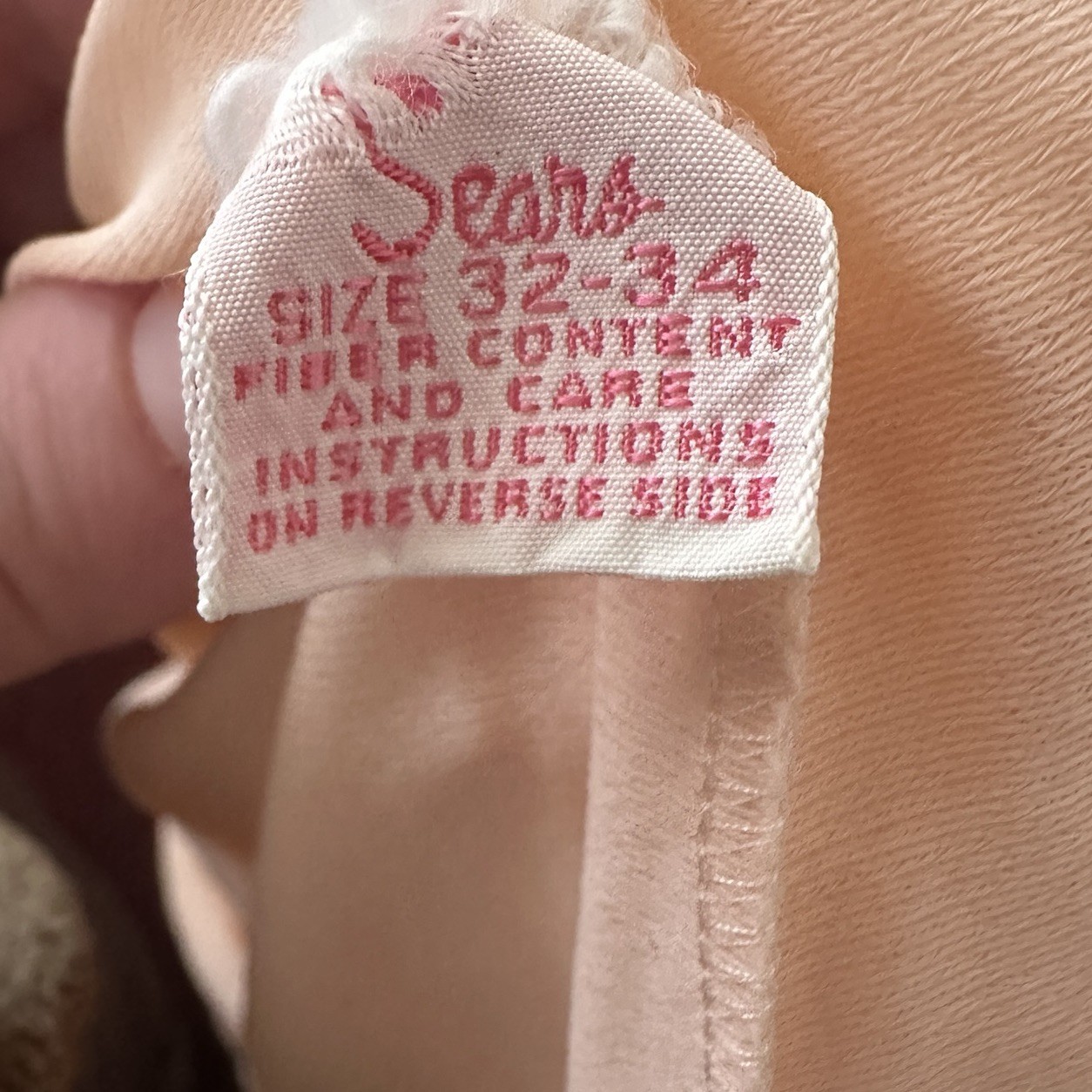 Vtg Sears Nightie Pink Peach Sleeveless Nylon Sleep Shirt Lingerie SIZE 32-24