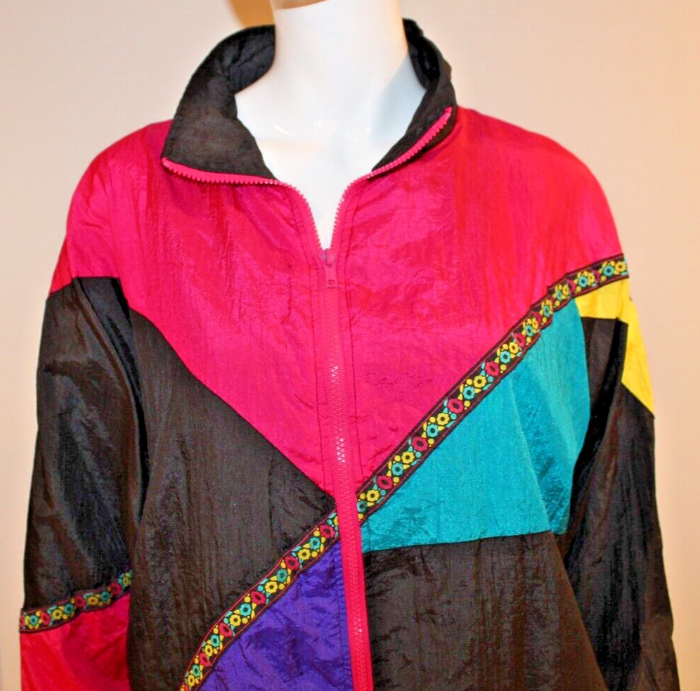 Vintage 80s 90s Longstreet Missy Colorblock Windbreaker Tracksuit Jacket – S/M