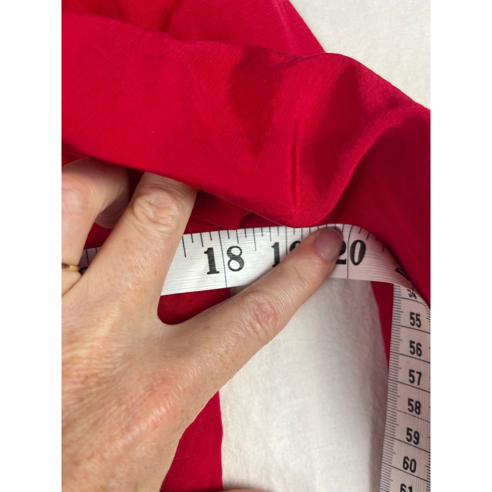Joanie Char Silk Wool Red Vintage Midi Dress Embroidery Puff Sleeve Womens 6