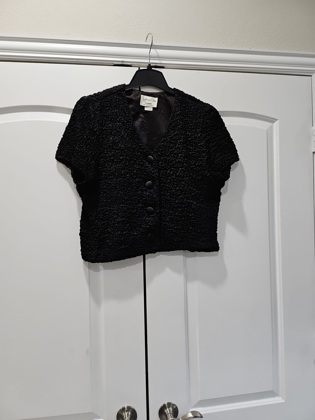 Jeffrey & Dara Evenings By Tom Barra Jacket Crinkly Short Sleeve Sz 12