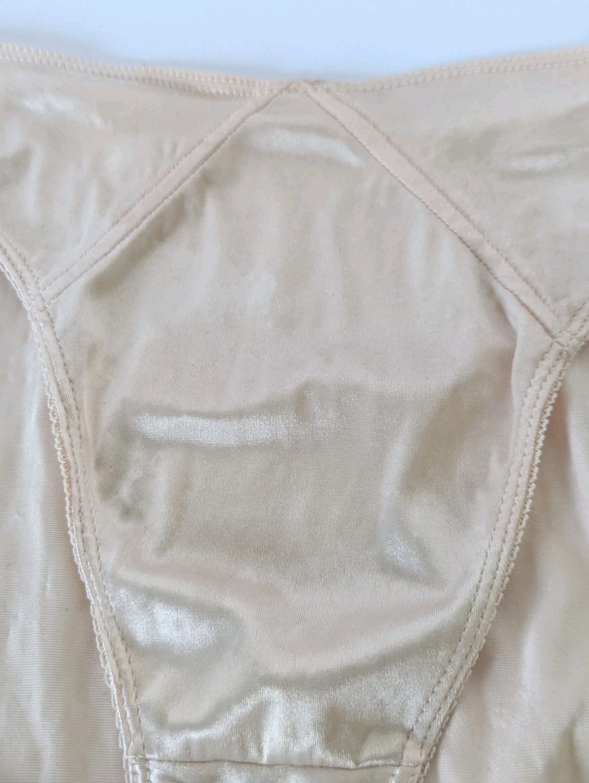 Vintage Victoria Secret Second Skin Satin Bikini Hi Cut Panty Champagne M Gold