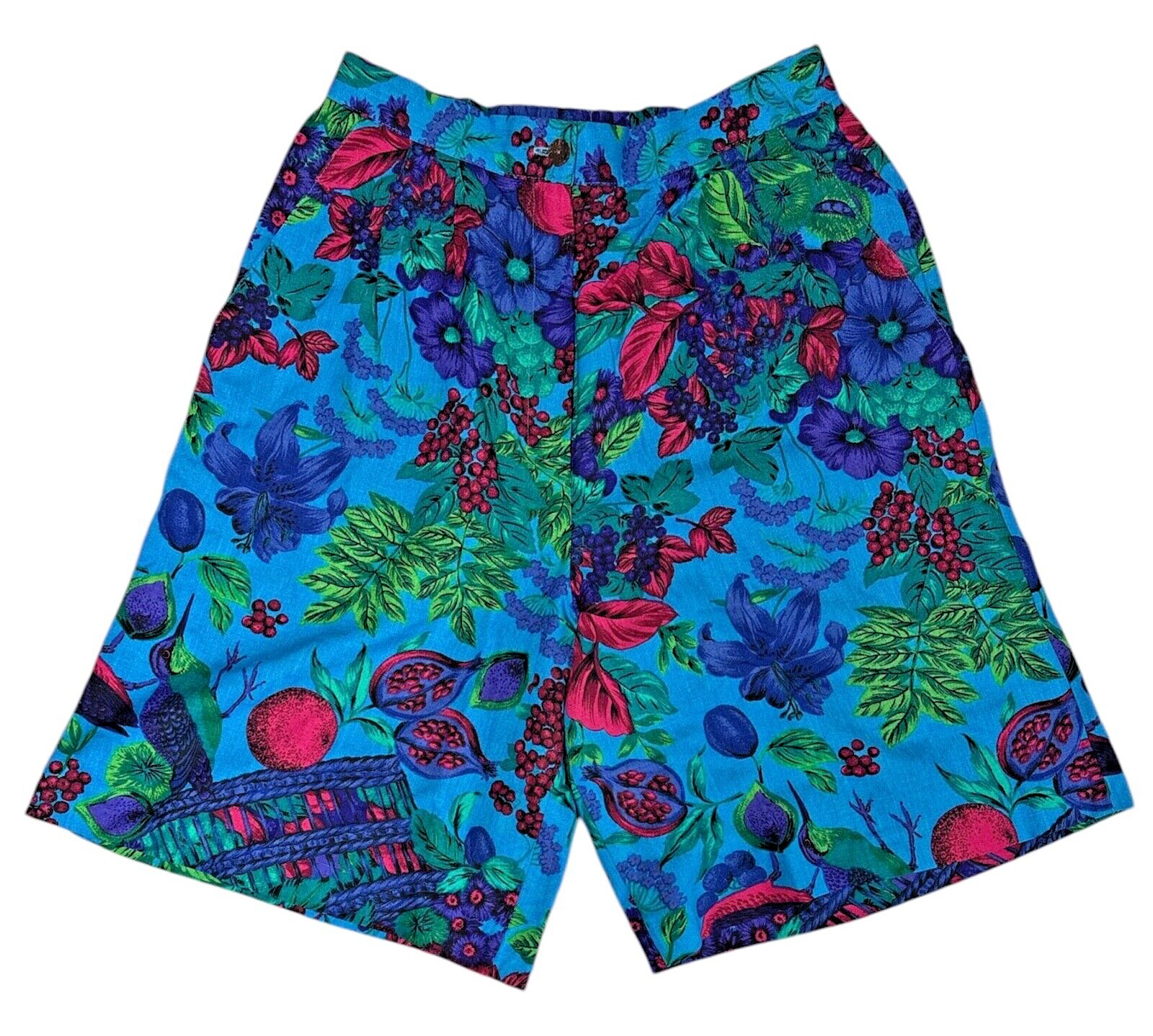 Vintage Oversized High Waisted Shorts Cottagecore 80s 90s S/M rayon flax blend