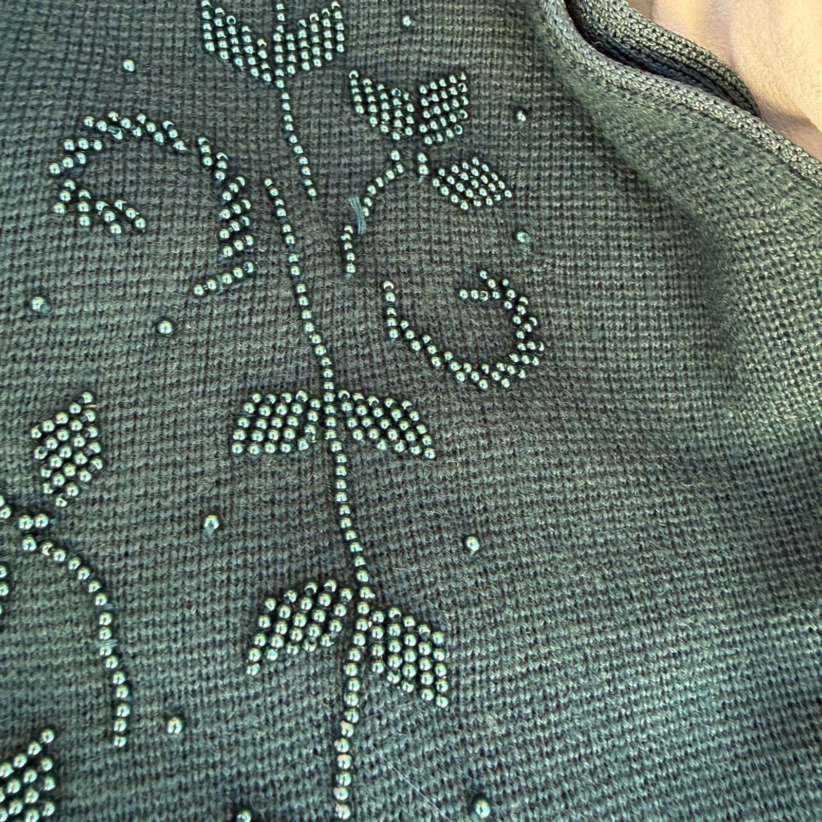Vintage Koret Hunter Green Beaded Vest 90’s Y2K Grandma Cottage Teacher BOHO