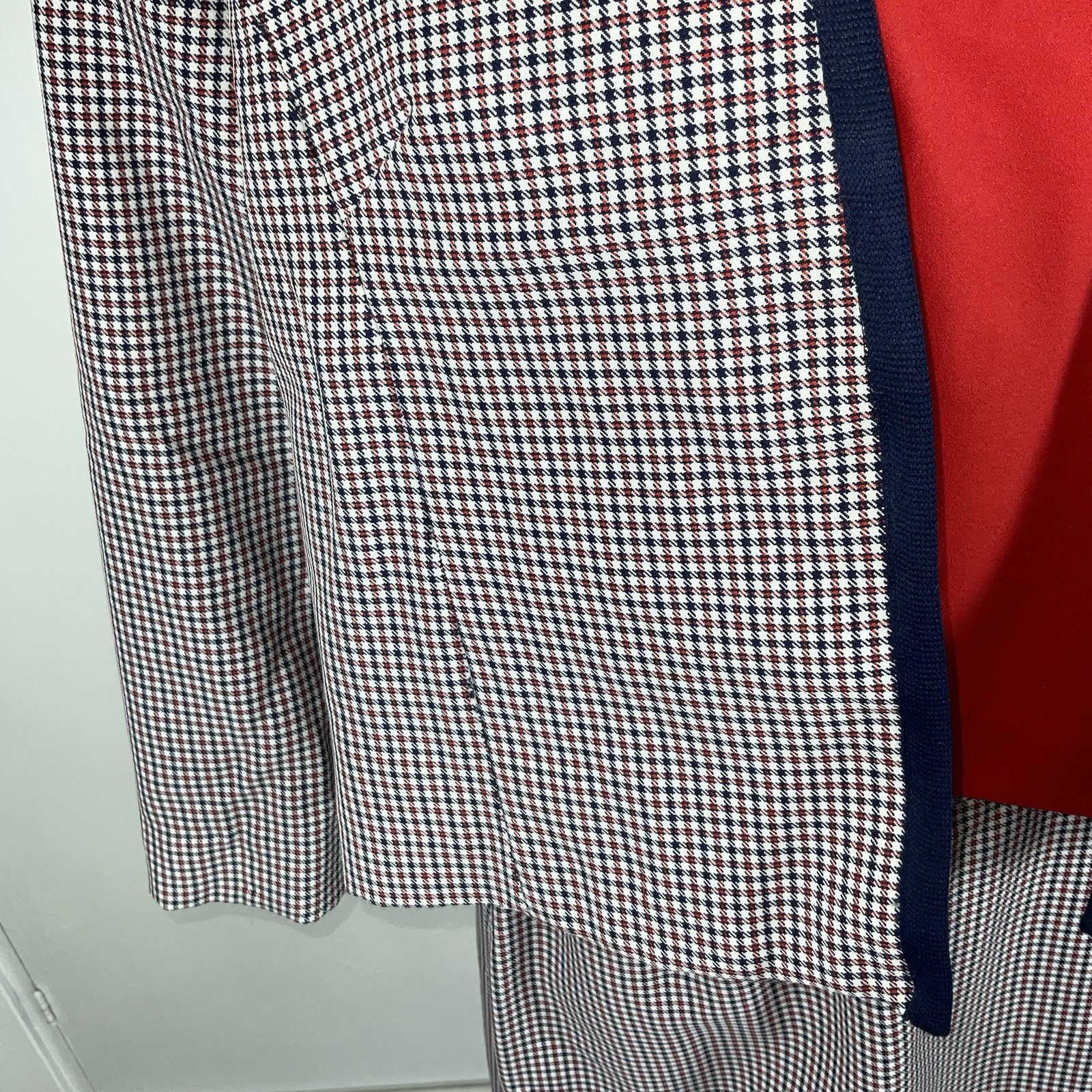 Vintage 60s 70s Handmade Womens 3 Pc Skirt Suit Red White Blue Plaid Gingham Mod