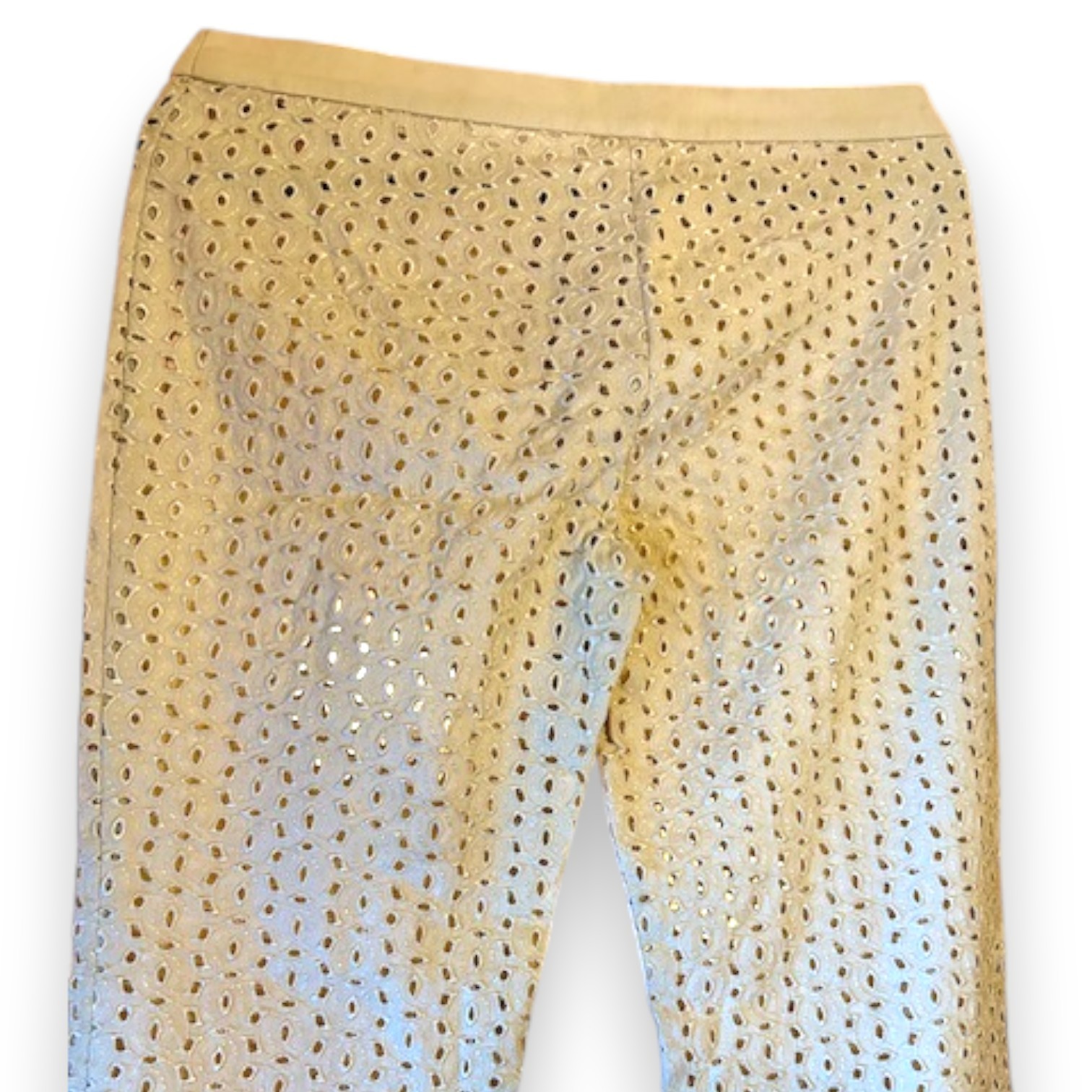 Gianni Versace Vintage Couture Ecru Unlined Lace Eyelet Pants Made in Italy Rare