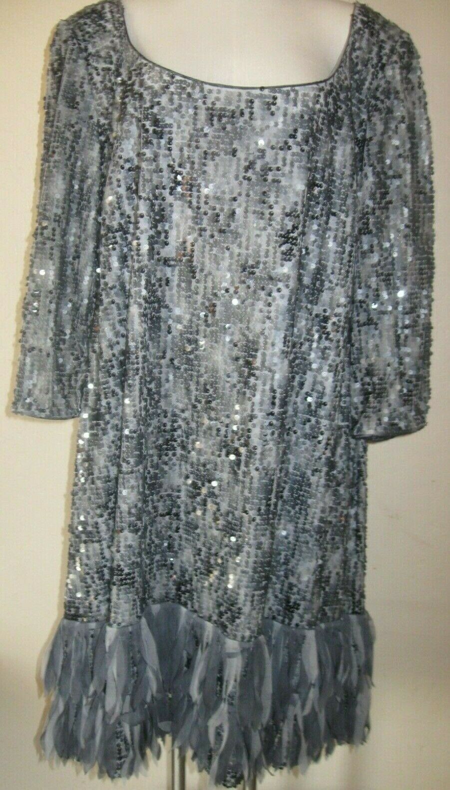 Vintage Silver Sequin Dress Ignite Evening wispy Sparkle Glitzy Dance Dressy 24W