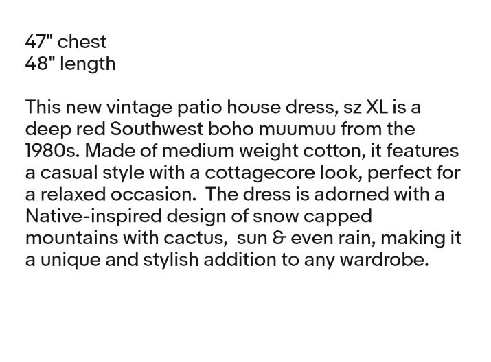 Vtg Patio House Dress Cottagecore Sz XL Red Southwest Native Art To Wear Cotton