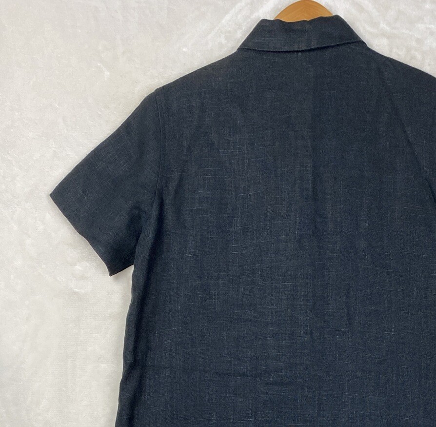 Vintage Harve Benard Maxi Dress Womens Medium Black 100% Linen Heavy Minimalist