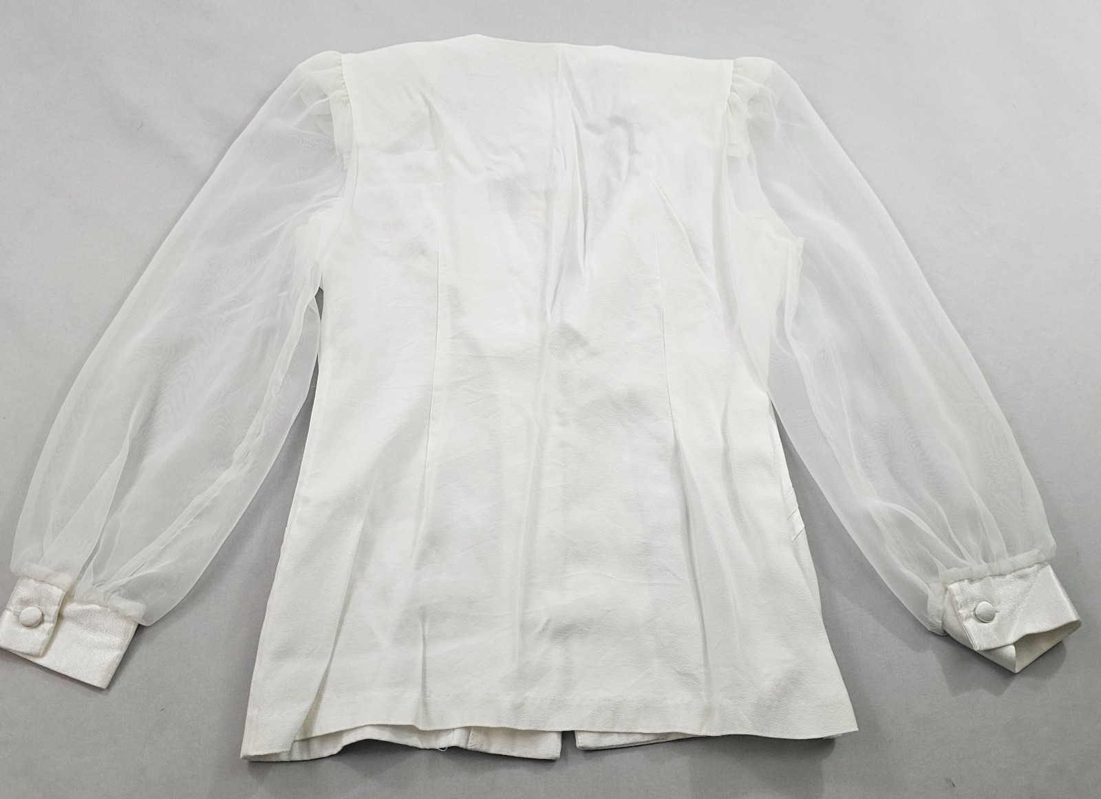 VINTAGE Petite Perceptions jacket blouse womens sz 8 P white USA made button V