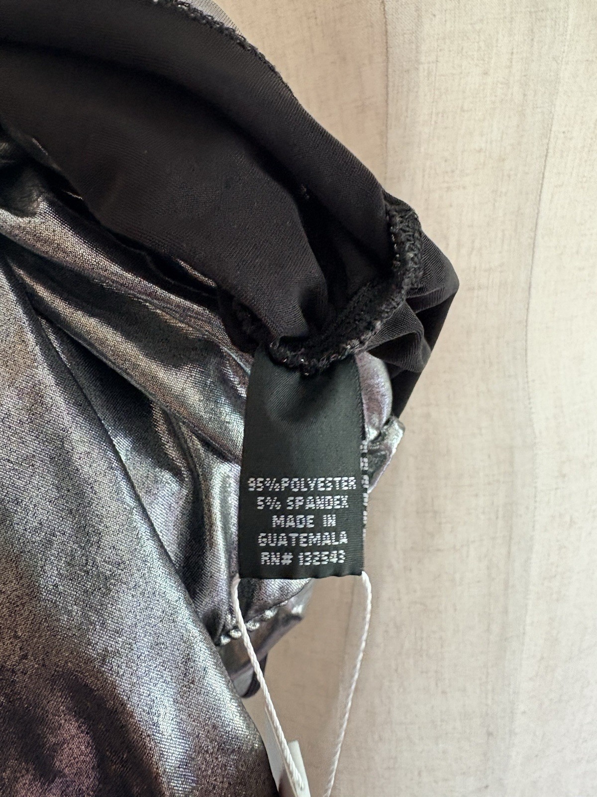 VTG WearEver Top One Shoulder Going Out Top Metallic Silver Lame Slinky Crop Y2K