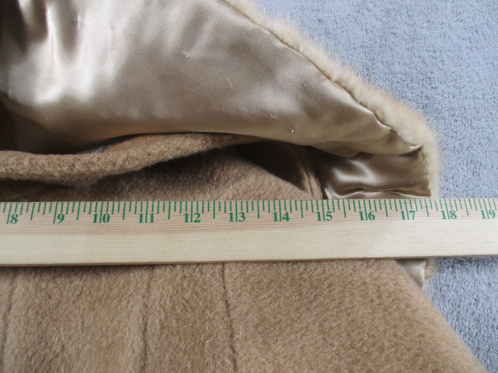 Vintage Marce Original Coat Fur Trim Brown Tan Half Sleeve 60s 50s EUC