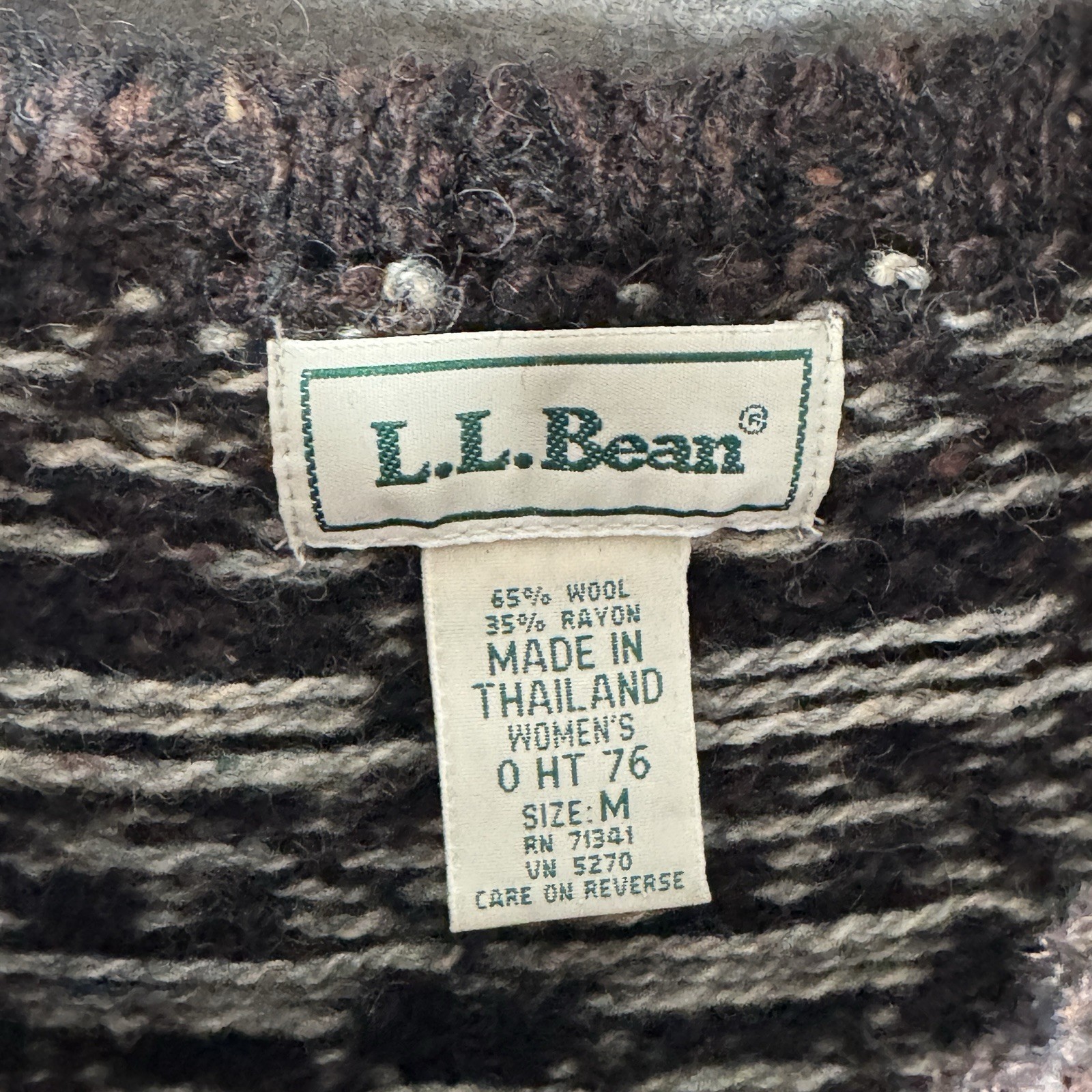 Vintage 90s Womens LL Bean Brown Patterned Wool Blend Sweater Size M 21×25
