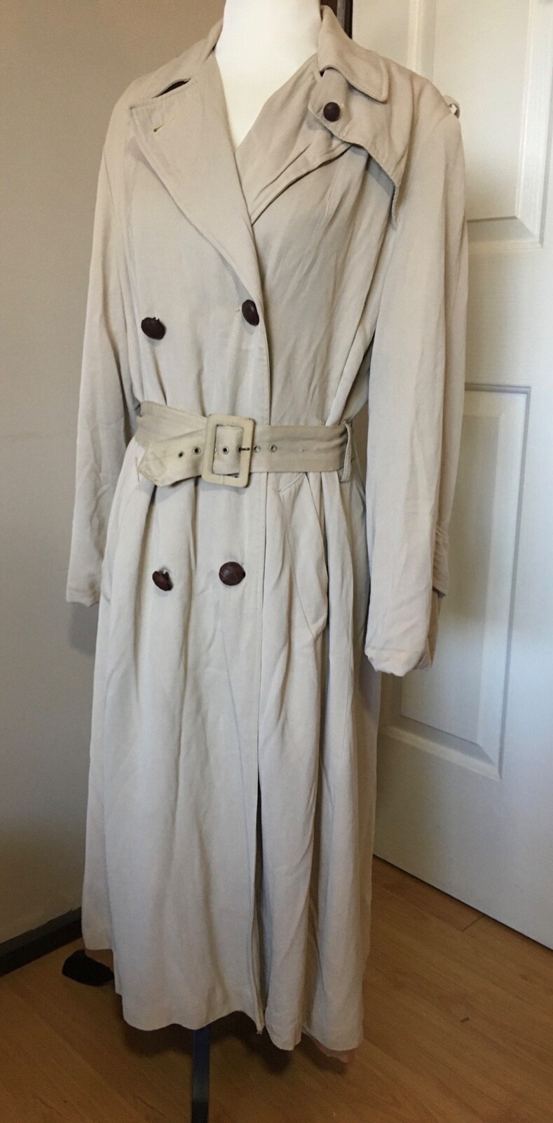 Vintage 1940s Casablanca Debutogs Trench Coat Beige Film Noir Old Hollywood Glam