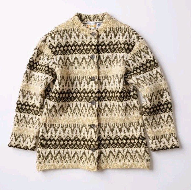 Vtg Iceland Jersey Modeller 100% Lambswool Knit Cardigan Sweater! S