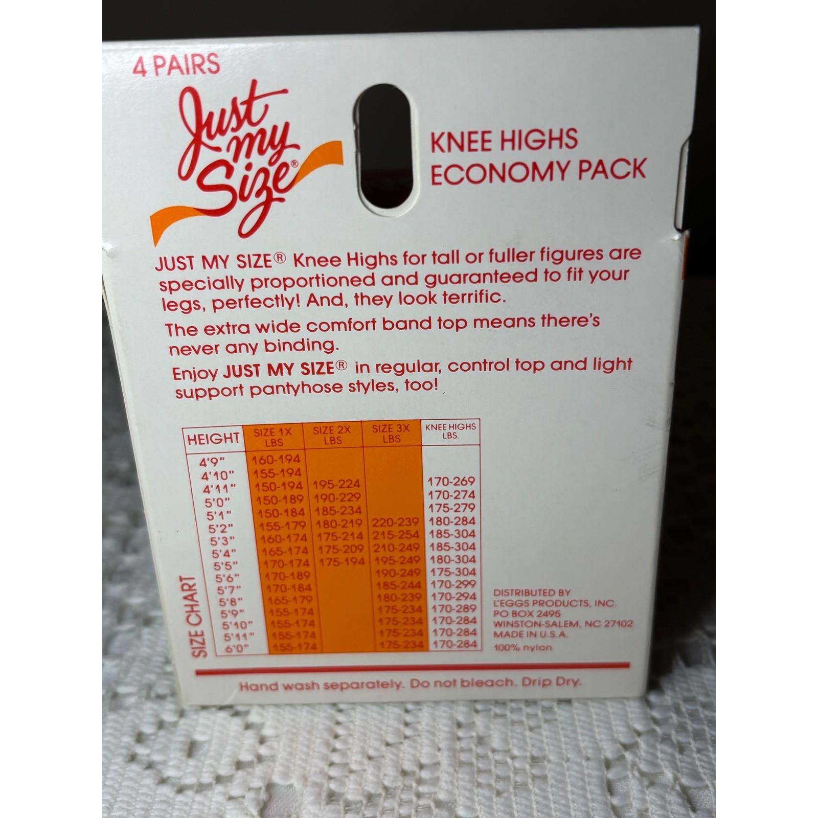 VTG Just My Size by L’eggs Knee Highs 4 Pair Economy Pack Queen Tall Suntan NOS