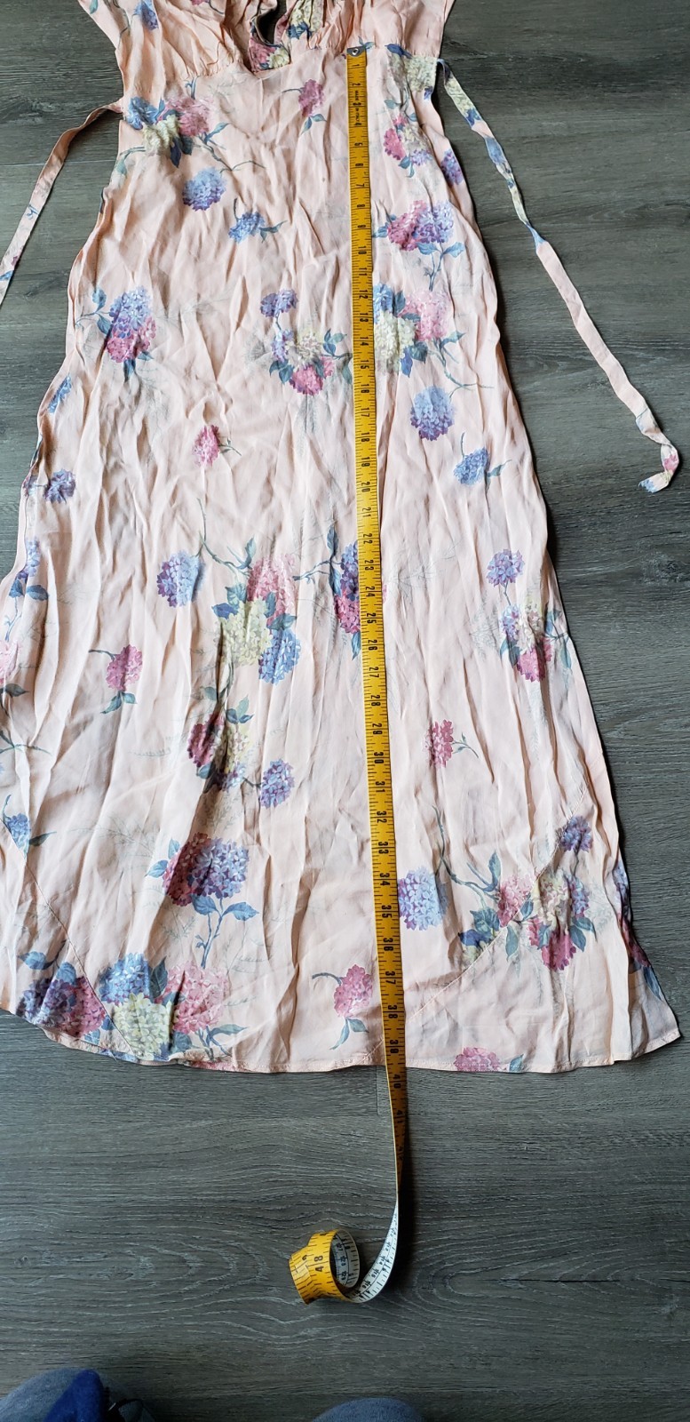 VTG 30s Peach Floral Print Bias Cut Dress Gown Sz XS/S? Art Deco DAMAGE STAINS