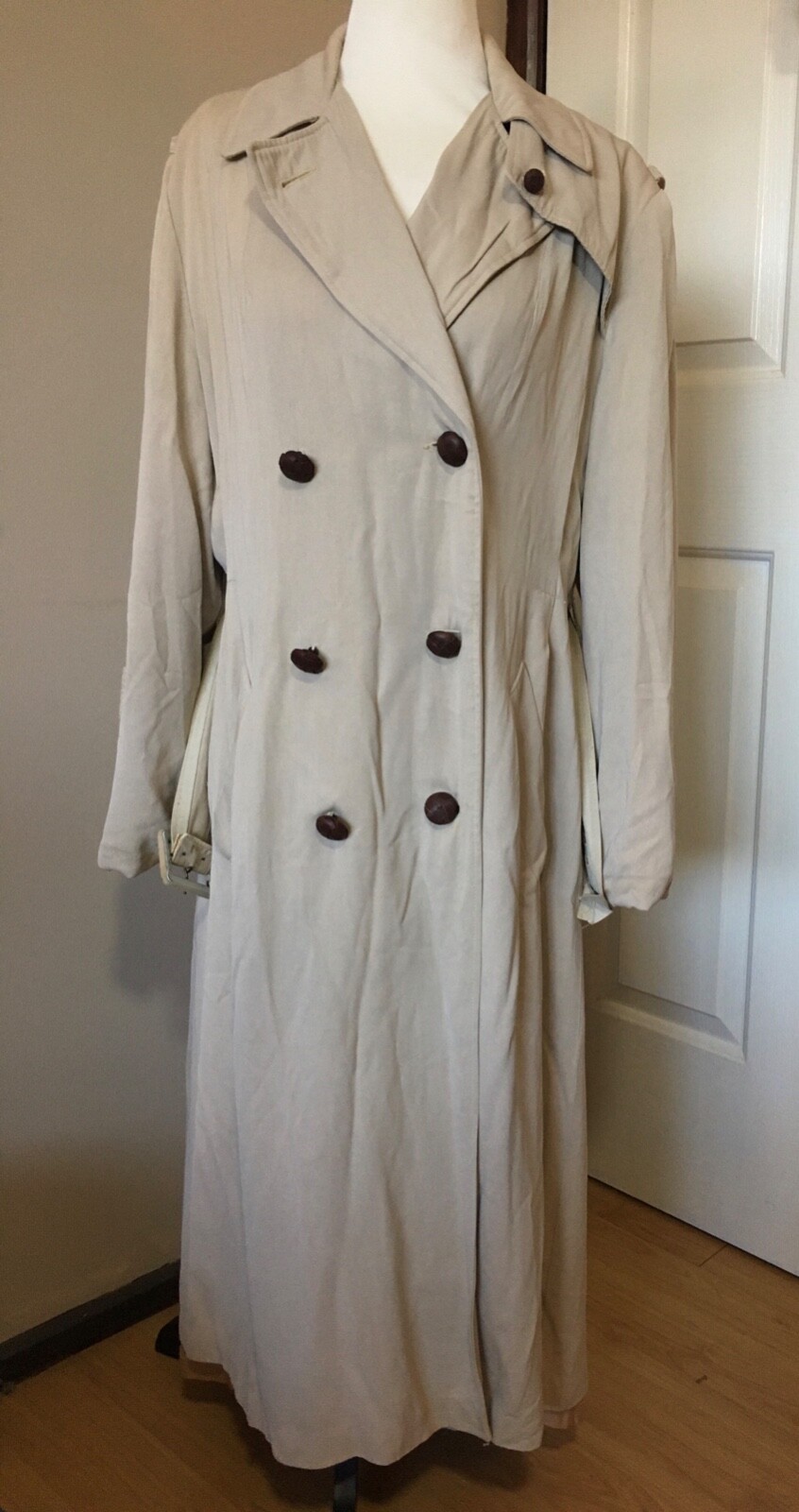 Vintage 1940s Casablanca Debutogs Trench Coat Beige Film Noir Old Hollywood Glam