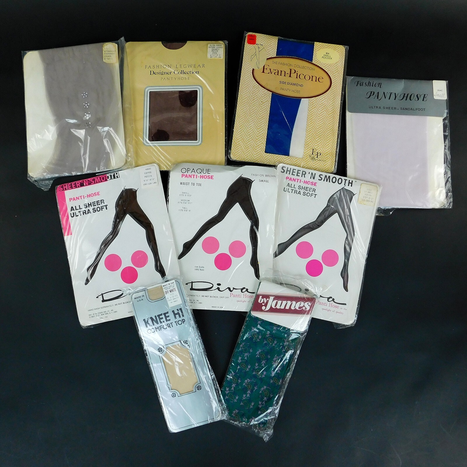 Vintage Panty Hose Petite Lot 7 Knee Hi Lot 2 Various Colors Decorations NOS